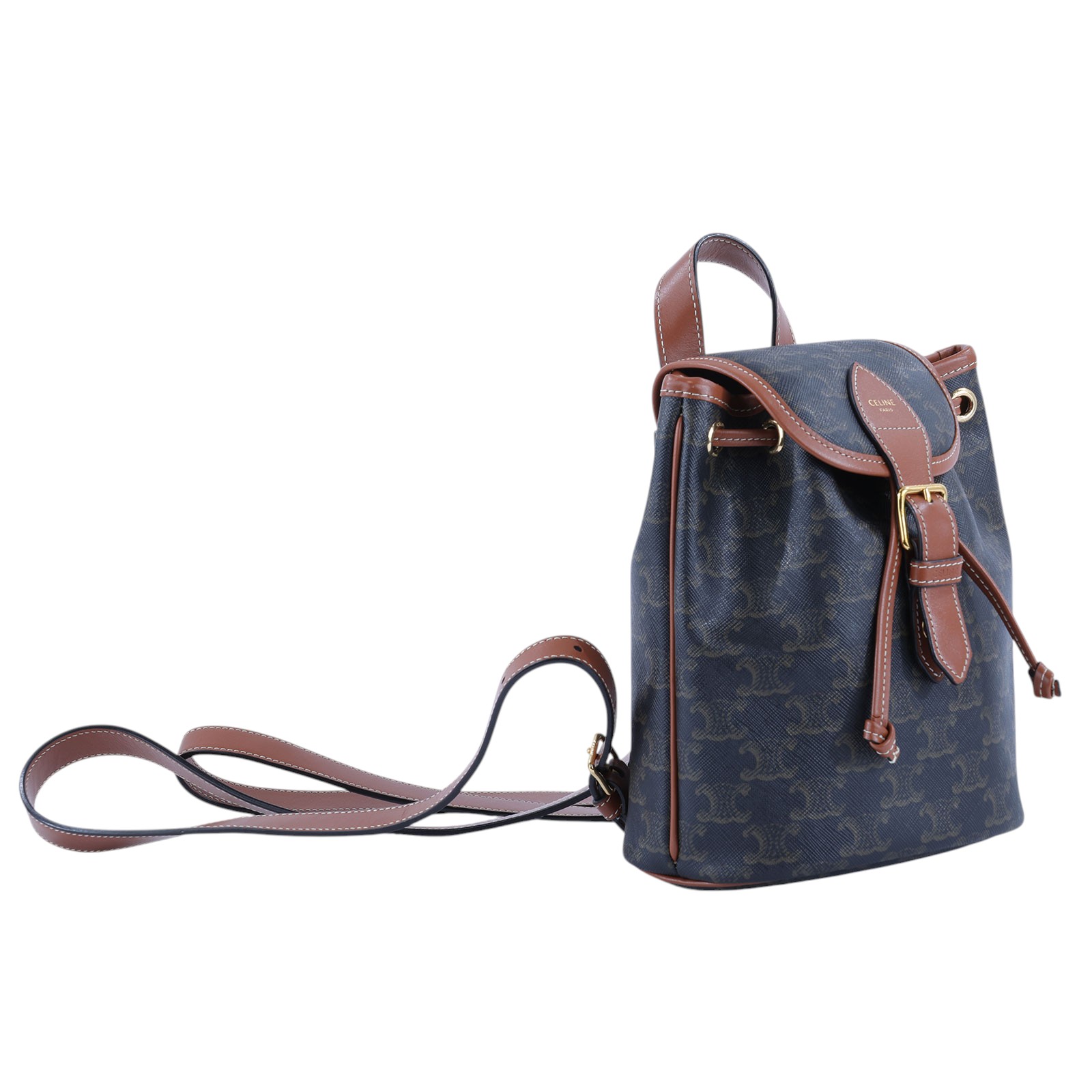 思琳 CELINE Triomphe帆布 小牛皮 迷你 Folco 後背包 197662CAS 原花TRIOMPHE FOLCO後背包 防塵袋