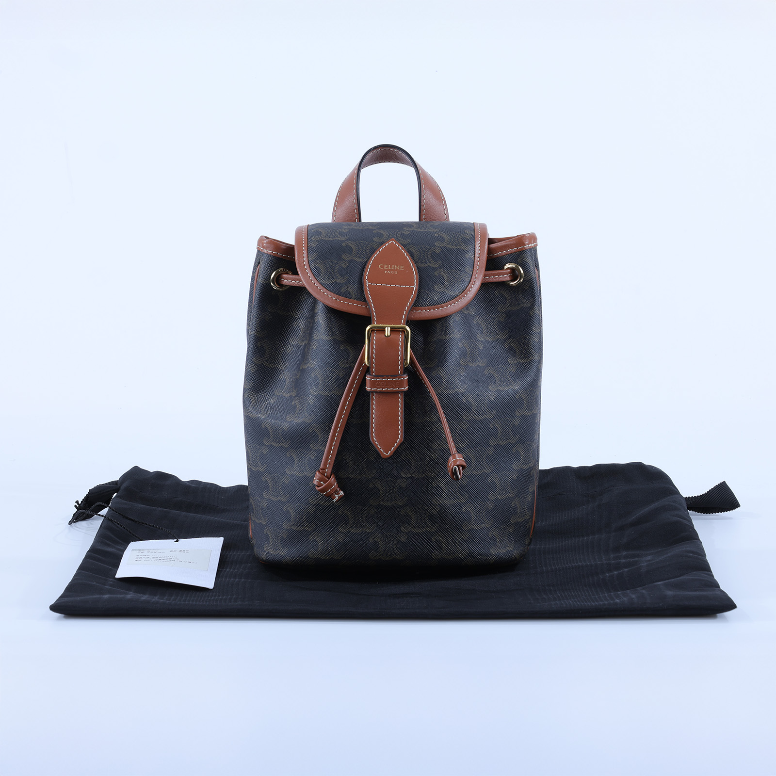 思琳 CELINE Triomphe帆布 小牛皮 迷你 Folco 後背包 197662CAS 原花TRIOMPHE FOLCO後背包 防塵袋