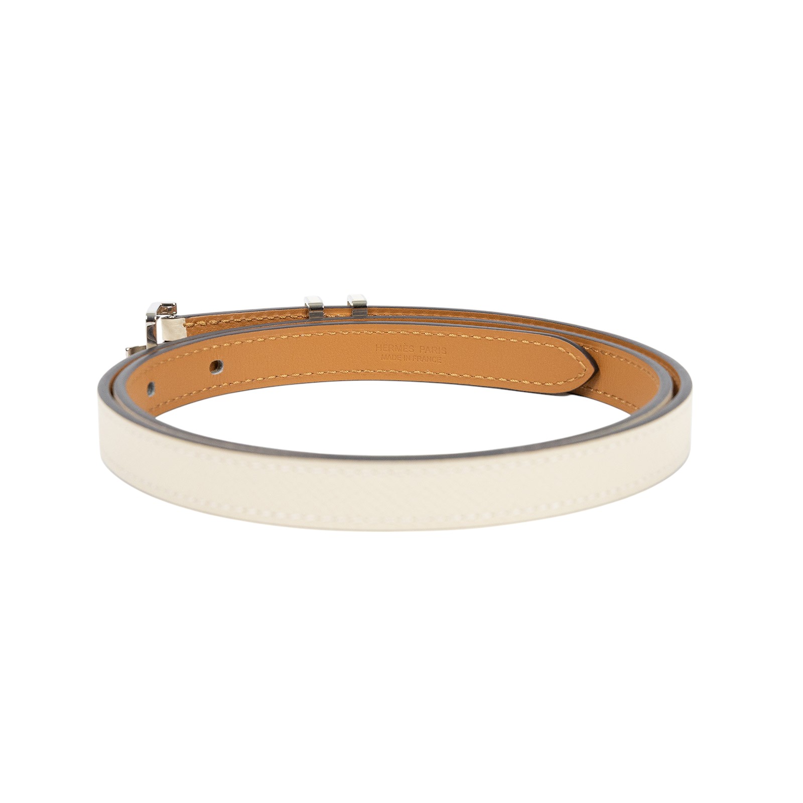 愛馬仕 Hermes Pop H 15 腰帶 粉筆白 銀色扣 H081087CK10075 POP米白細皮帶 #75 無附屬品