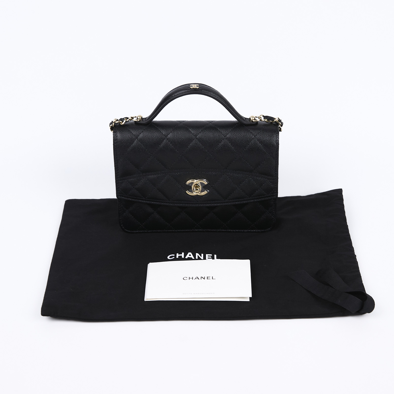 香奈兒 CHANEL 25C  WOC 荔枝 肩背包 AP4406 晶片款 黑荔枝手提練包 防塵袋