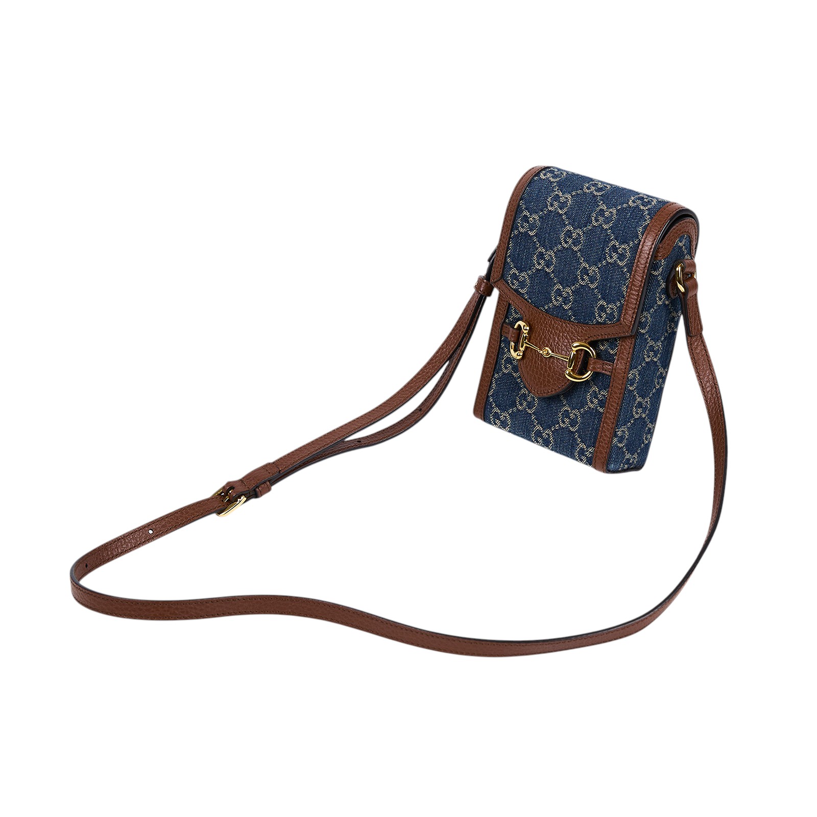 古馳 GUCCI 馬銜扣 1955 迷你袋 625615 藍GG手機包 防塵袋/原廠盒子