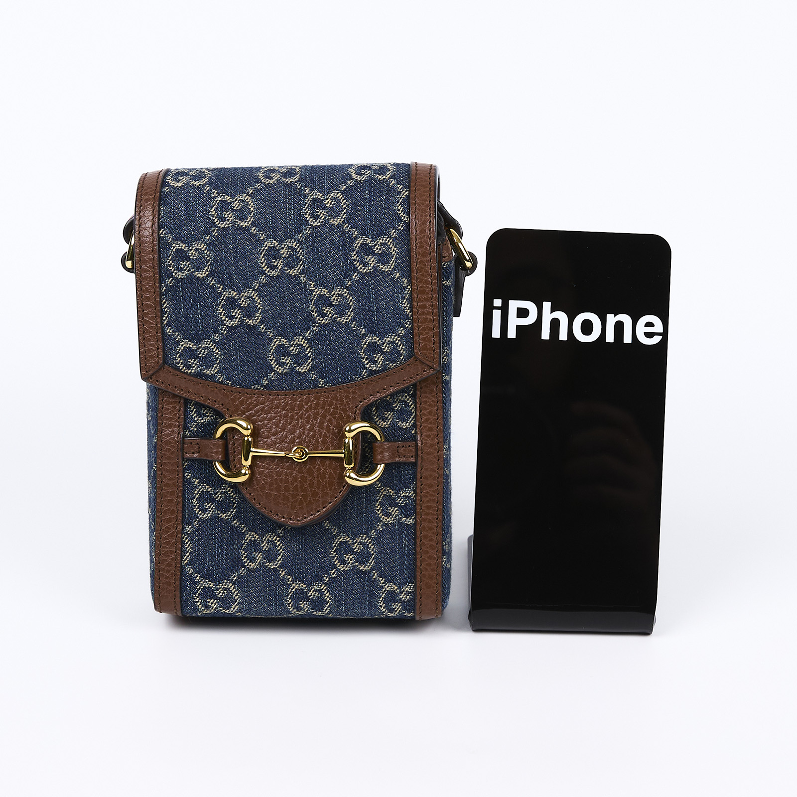 古馳 GUCCI 馬銜扣 1955 迷你袋 625615 藍GG手機包 防塵袋/原廠盒子