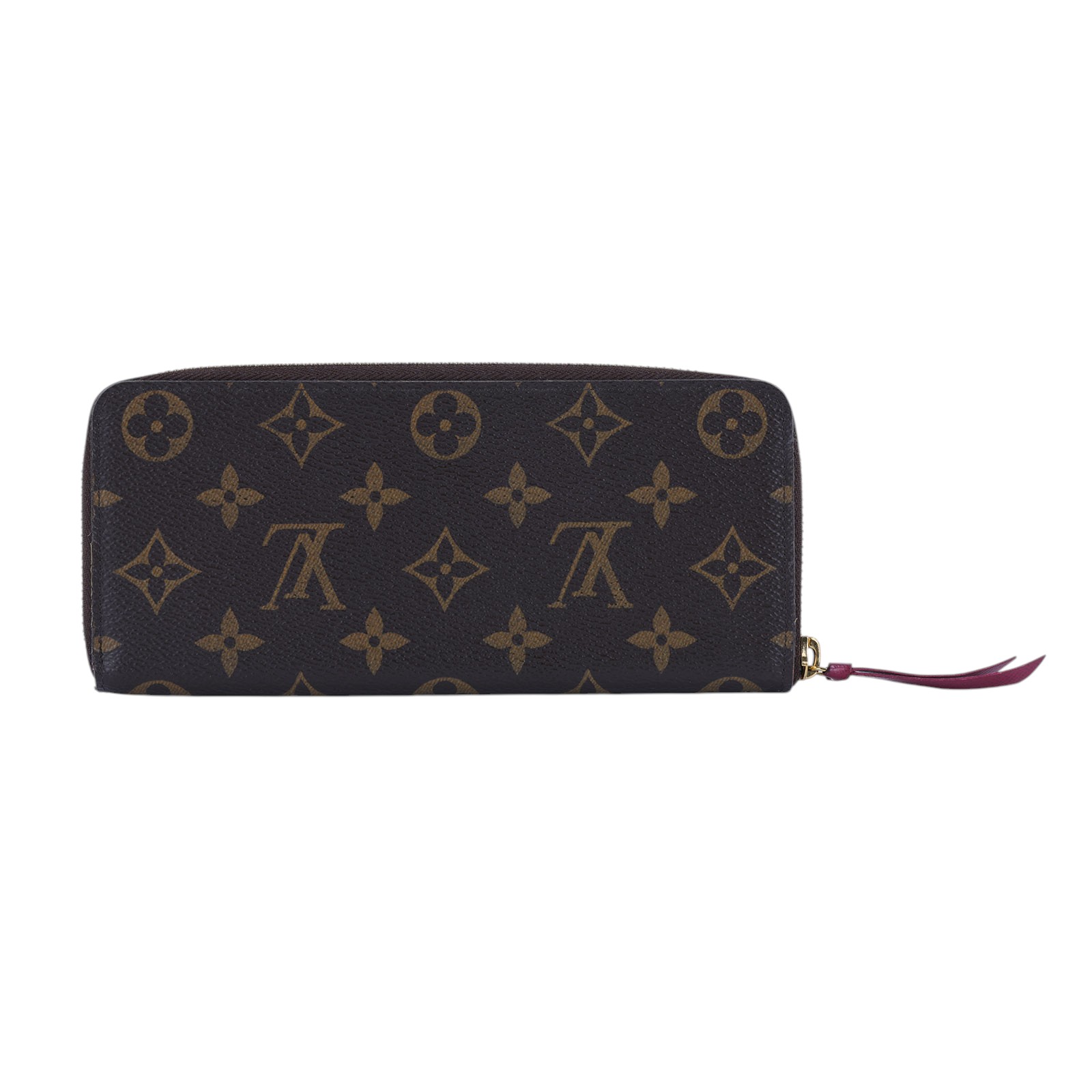 路易威登 LOUIS VUITTON Clémence 錢包 拉鍊 長夾 經典帆布 紫紅色 M60742 晶片款 莓紅原花拉鍊長夾 防塵袋/原廠盒子