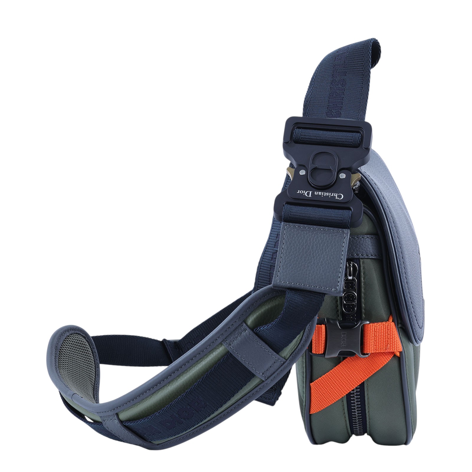 迪奧 CHRISTIAN DIOR Saddle 馬鞍包 Sacai聯名 1ADP0246USC 綠尼龍拚藍馬鞍包 防塵袋/保證卡