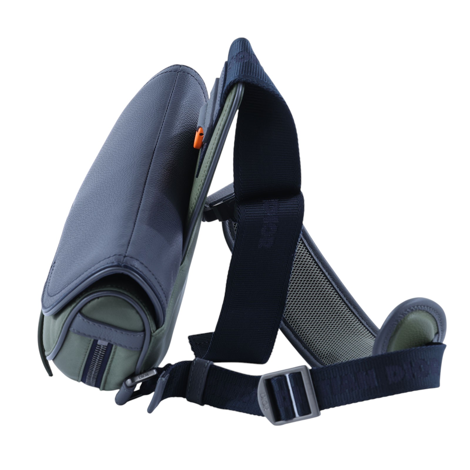 迪奧 CHRISTIAN DIOR Saddle 馬鞍包 Sacai聯名 1ADP0246USC 綠尼龍拚藍馬鞍包 防塵袋/保證卡