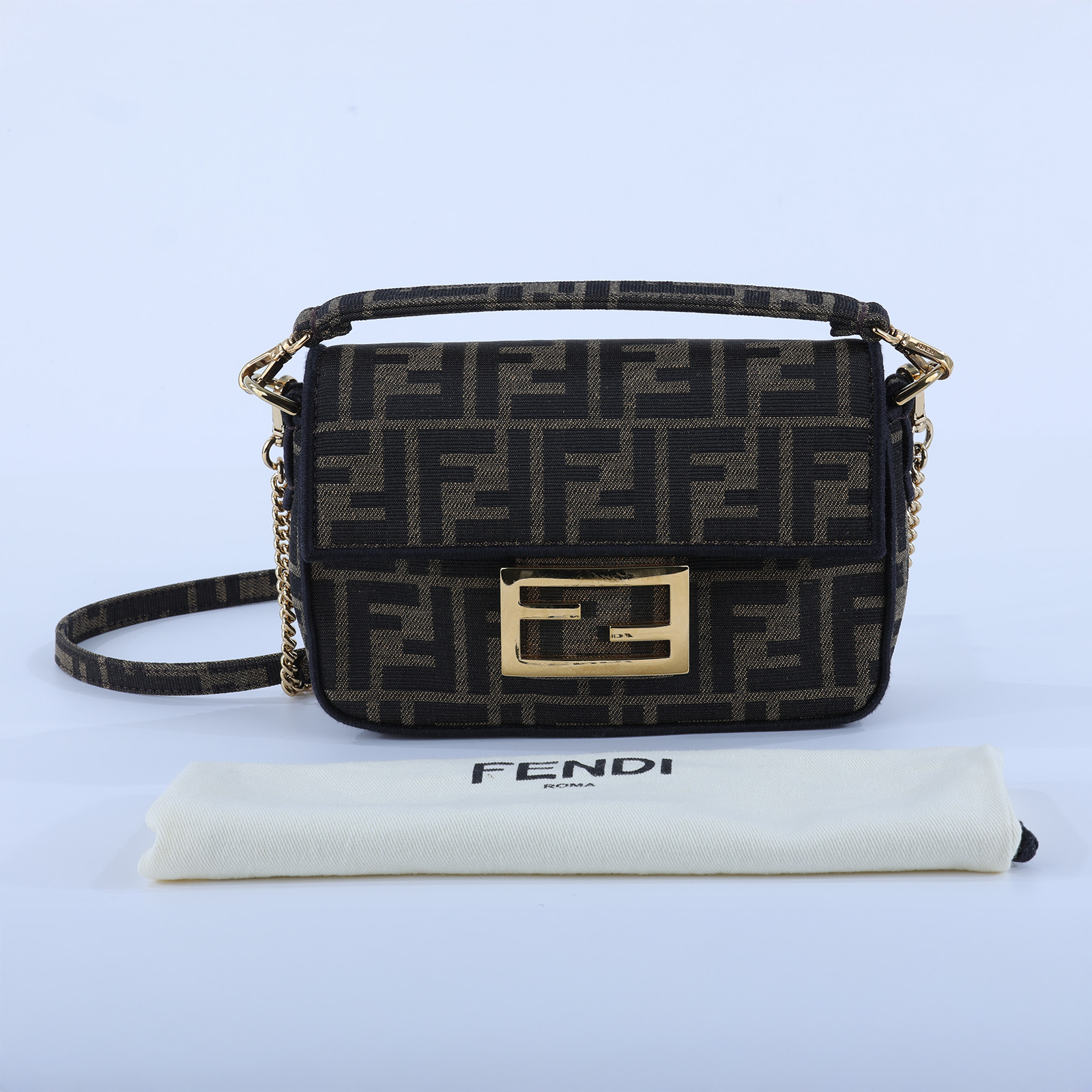 芬迪 FENDI Baguette  8BS017A6V5 原花FF帆布 BAGUETTE MINI 防塵袋