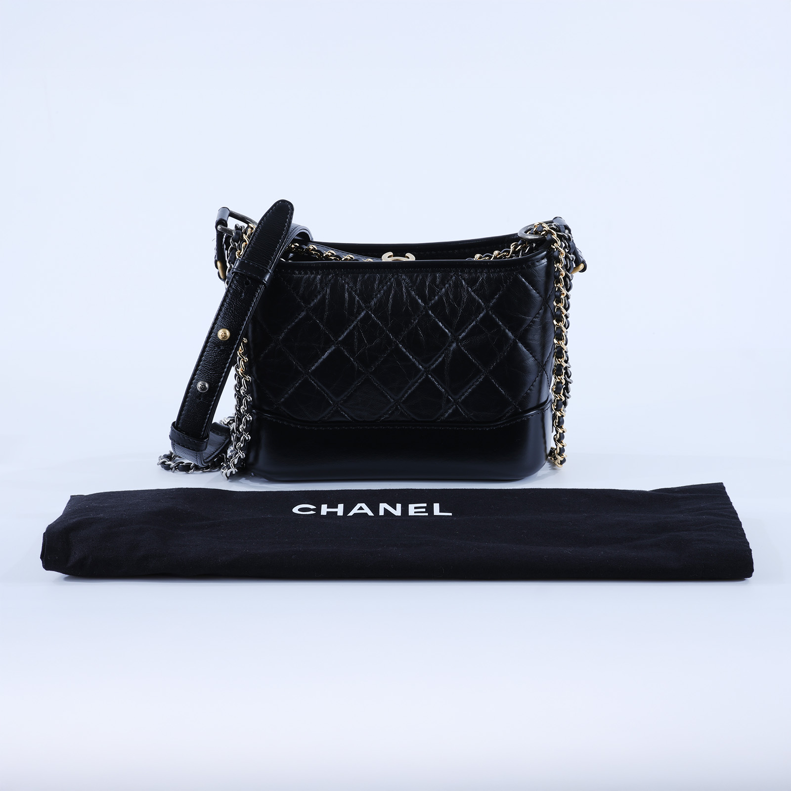 香奈兒 CHANEL 流浪包 小型 A91810 Y61477 晶片款 黑色小流浪 防塵袋