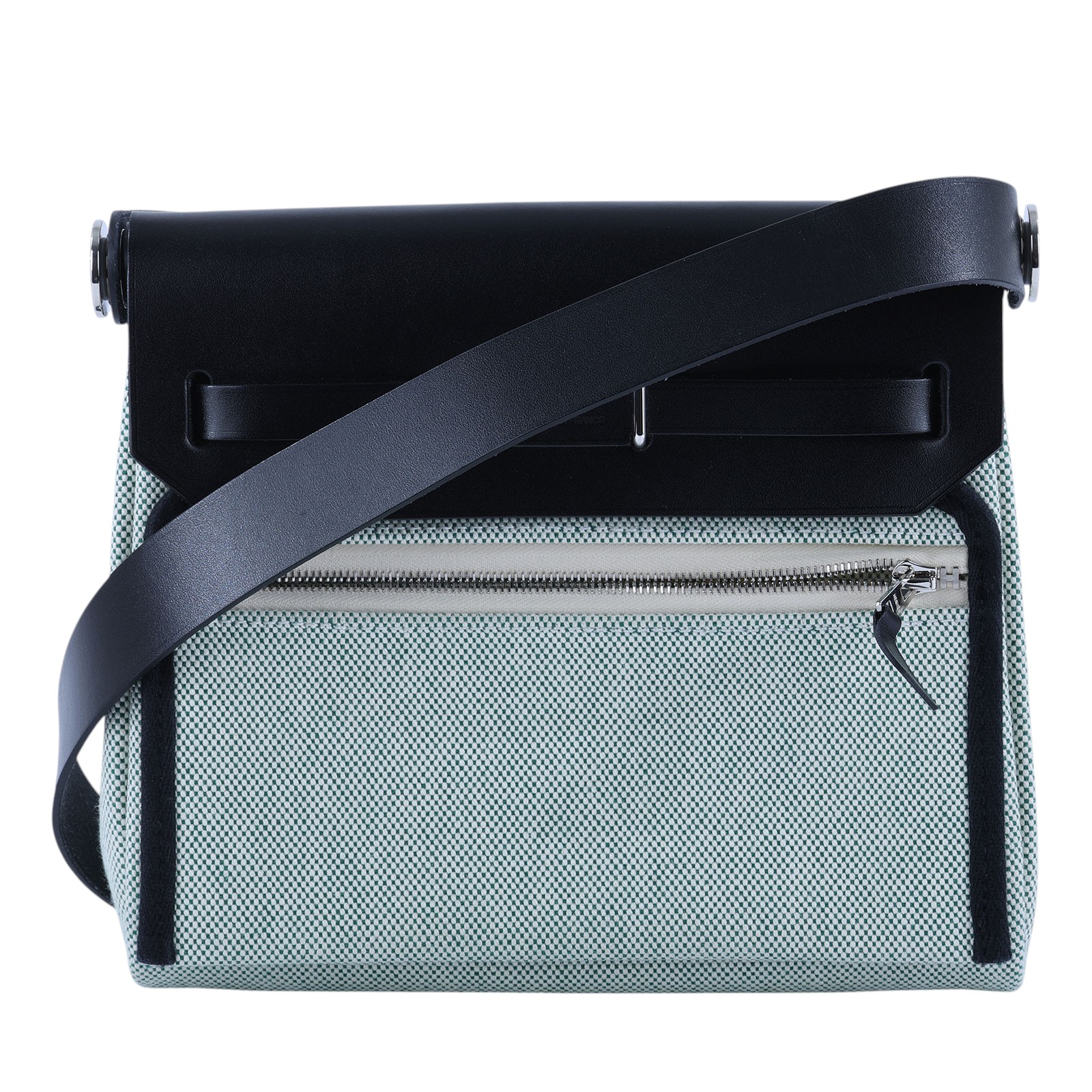 愛馬仕 Hermes Herbag Zip 20 HER20 K刻 白綠HERBAG 20 原廠盒子/防塵袋