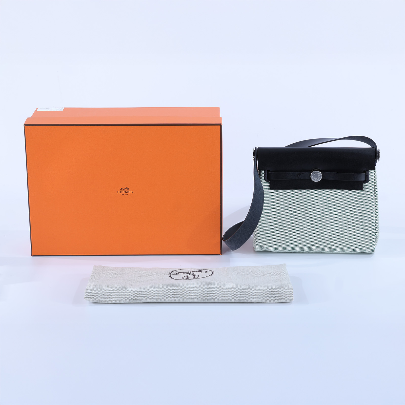 愛馬仕 Hermes Herbag Zip 20 HER20 K刻 白綠HERBAG 20 原廠盒子/防塵袋