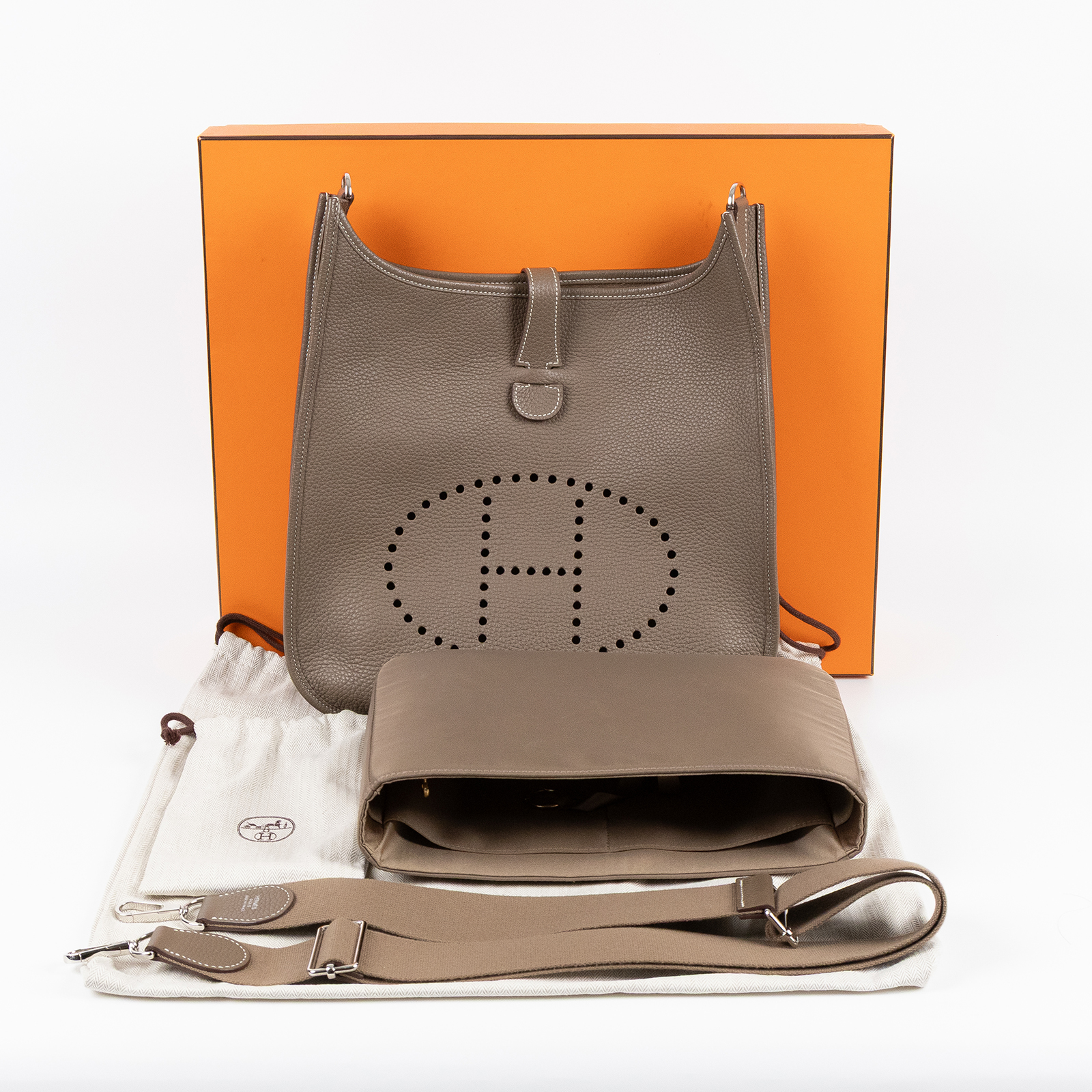 愛馬仕 Hermes Evelyne Bag 伊芙琳包 29 馬蹄型 EV29 T刻 大象灰EVELYNE29 防塵袋/原廠盒子