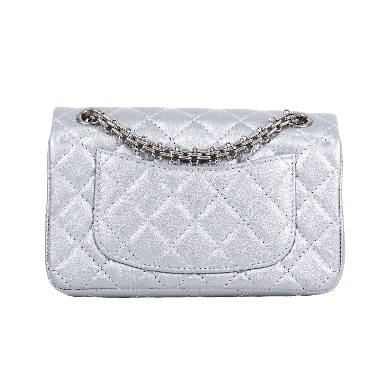 香奈兒 CHANEL 2.55 迷你 口蓋包 AS0874 晶片款 銀色2.55 20CM 無附屬品