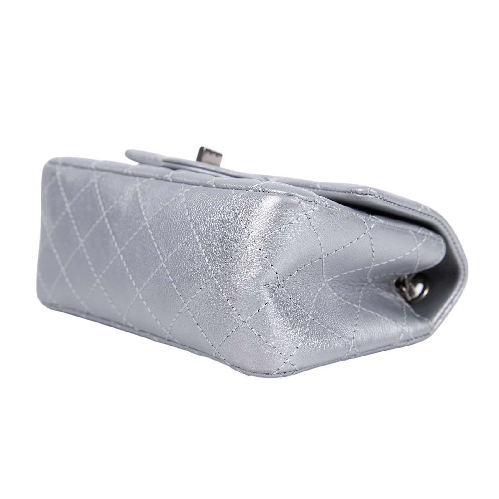 香奈兒 CHANEL 2.55 迷你 口蓋包 AS0874 晶片款 銀色2.55 20CM 無附屬品