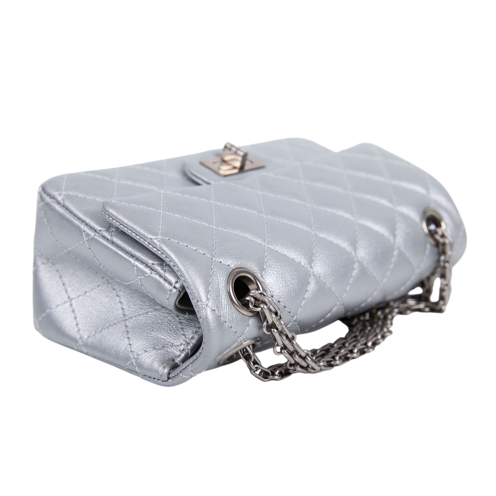 香奈兒 CHANEL 2.55 迷你 口蓋包 AS0874 晶片款 銀色2.55 20CM 無附屬品