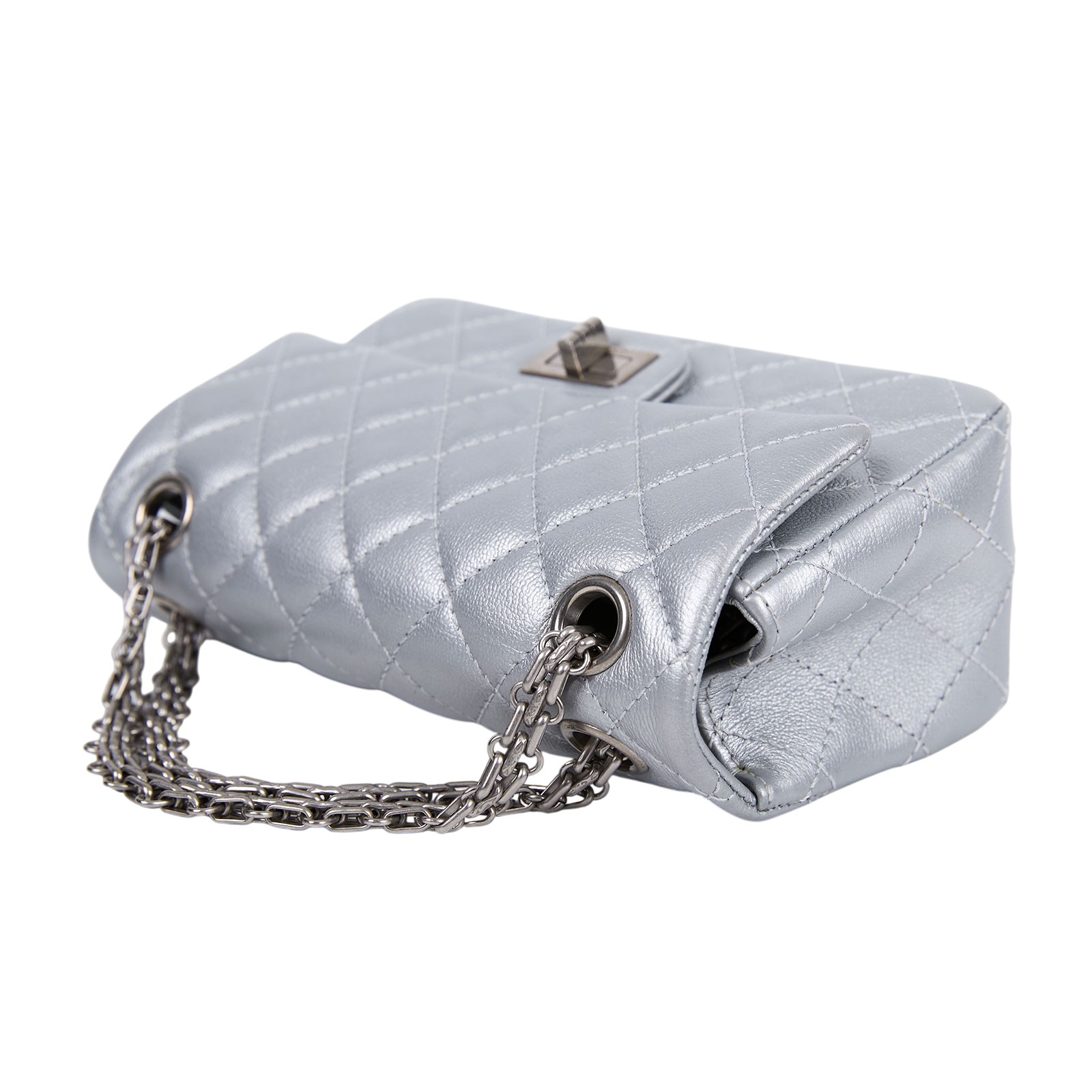 香奈兒 CHANEL 2.55 迷你 口蓋包 AS0874 晶片款 銀色2.55 20CM 無附屬品