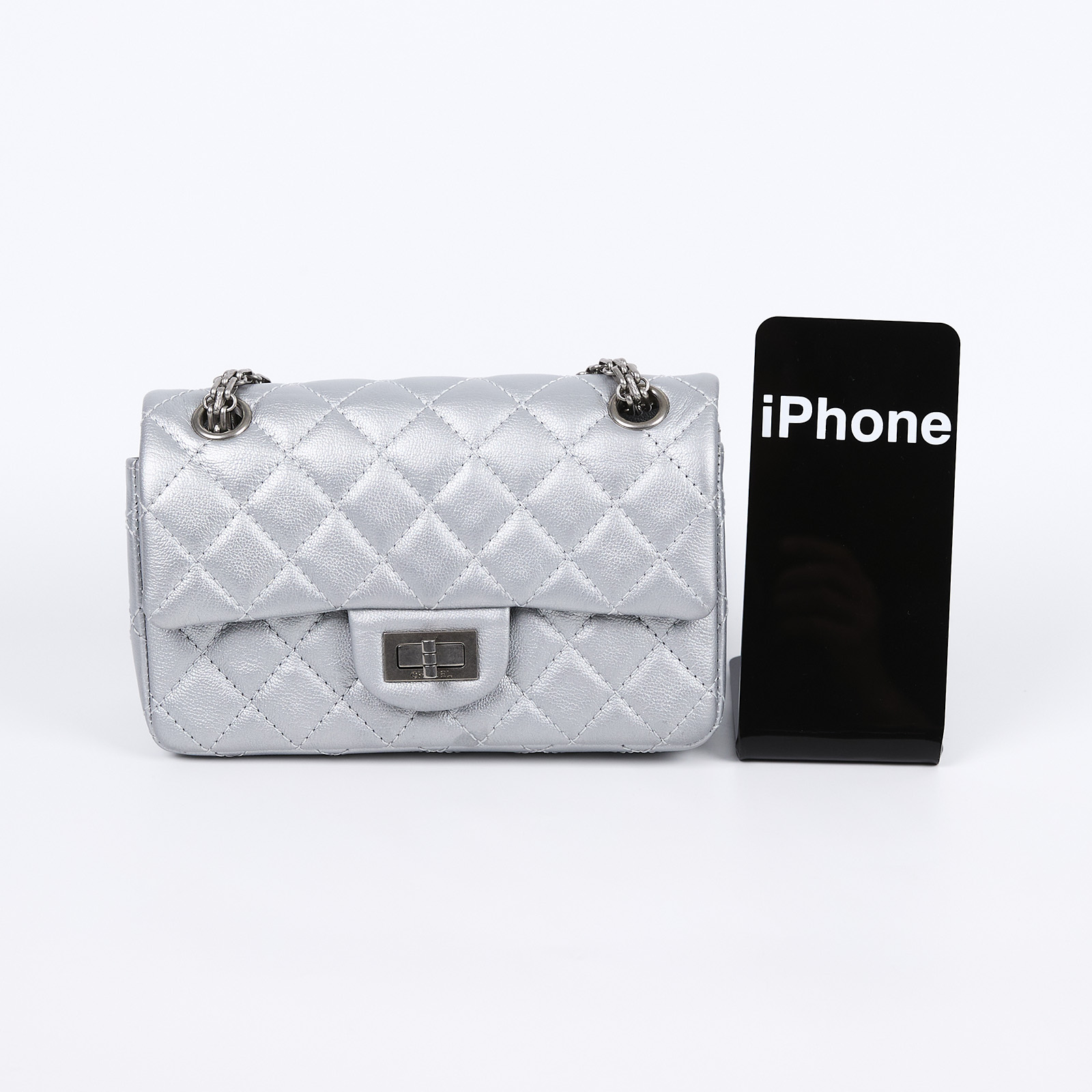 香奈兒 CHANEL 2.55 迷你 口蓋包 AS0874 晶片款 銀色2.55 20CM 無附屬品