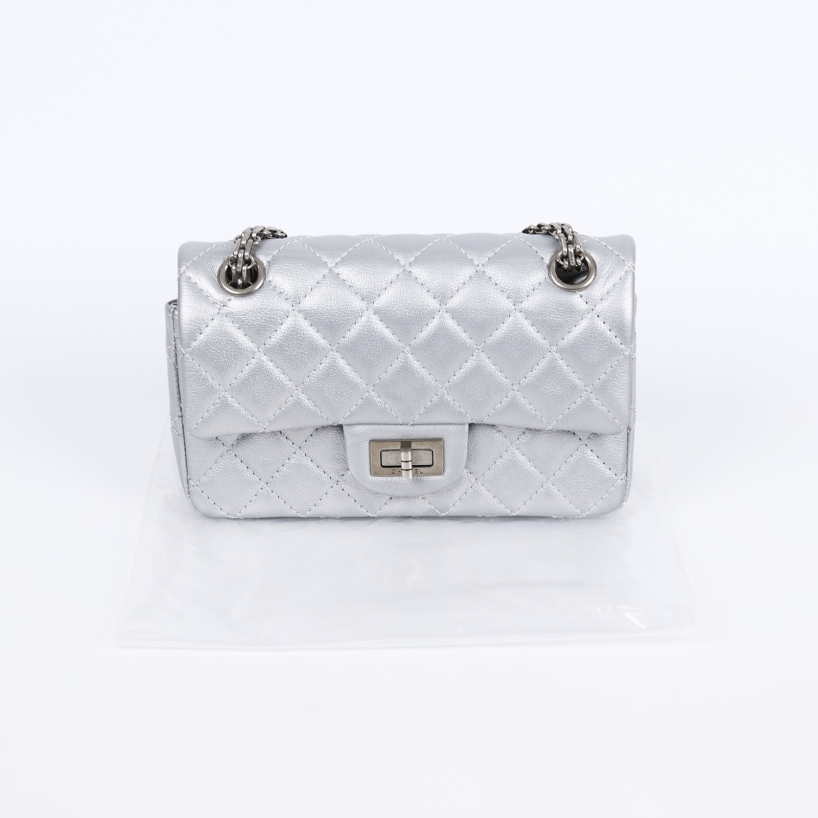 香奈兒 CHANEL 2.55 迷你 口蓋包 AS0874 晶片款 銀色2.55 20CM 無附屬品