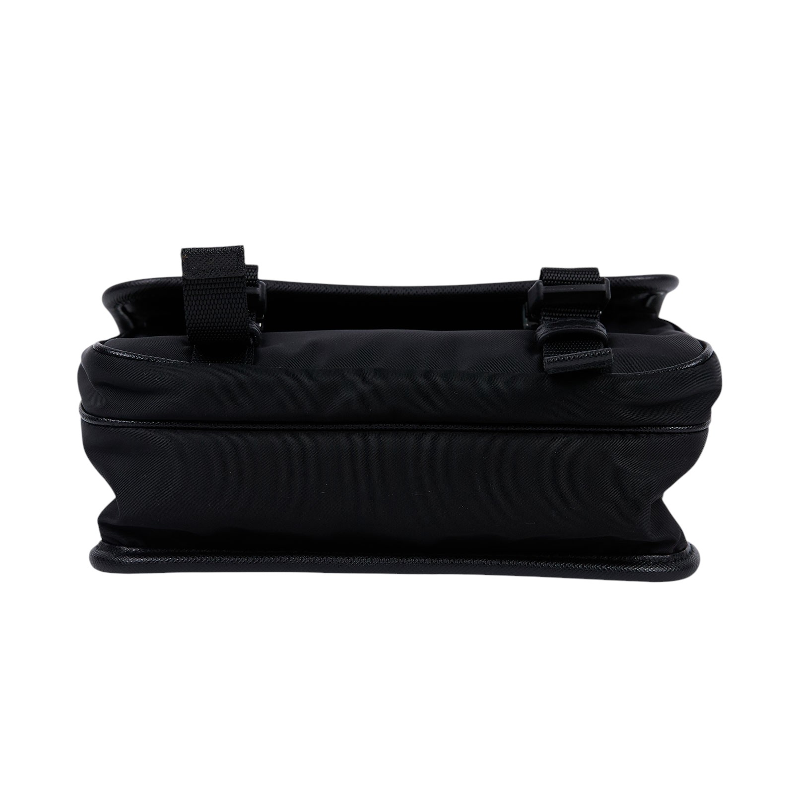 普拉達 PRADA Re-Nylon Saffiano 皮革肩背袋 2VD034_2DMH 黑尼龍掀蓋郵差包 無附屬品