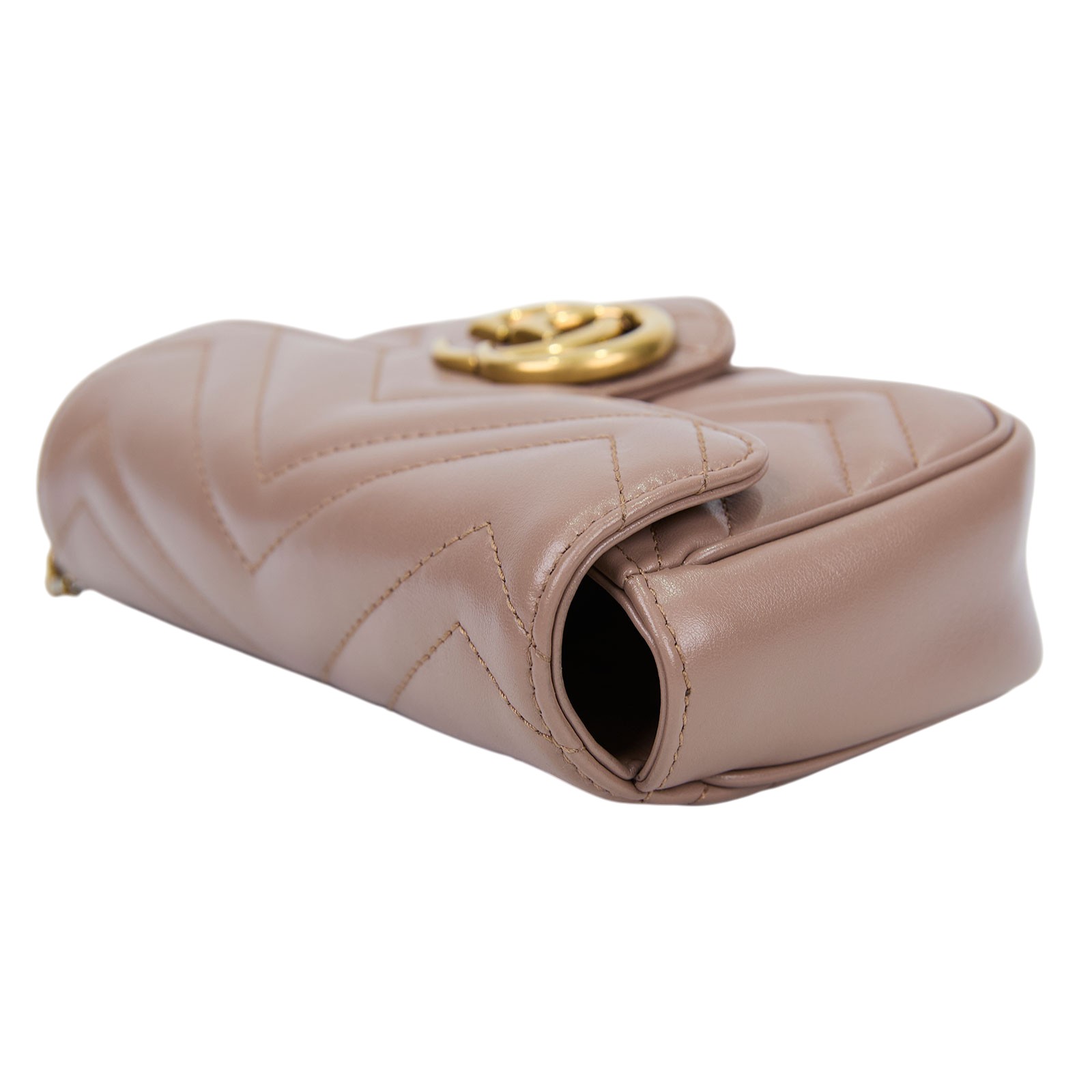 古馳 GUCCI GG Mormont 絎縫 超迷你袋 476433 DTDCT 棕色MARMONT MINI鍊包 防塵袋/原廠盒子