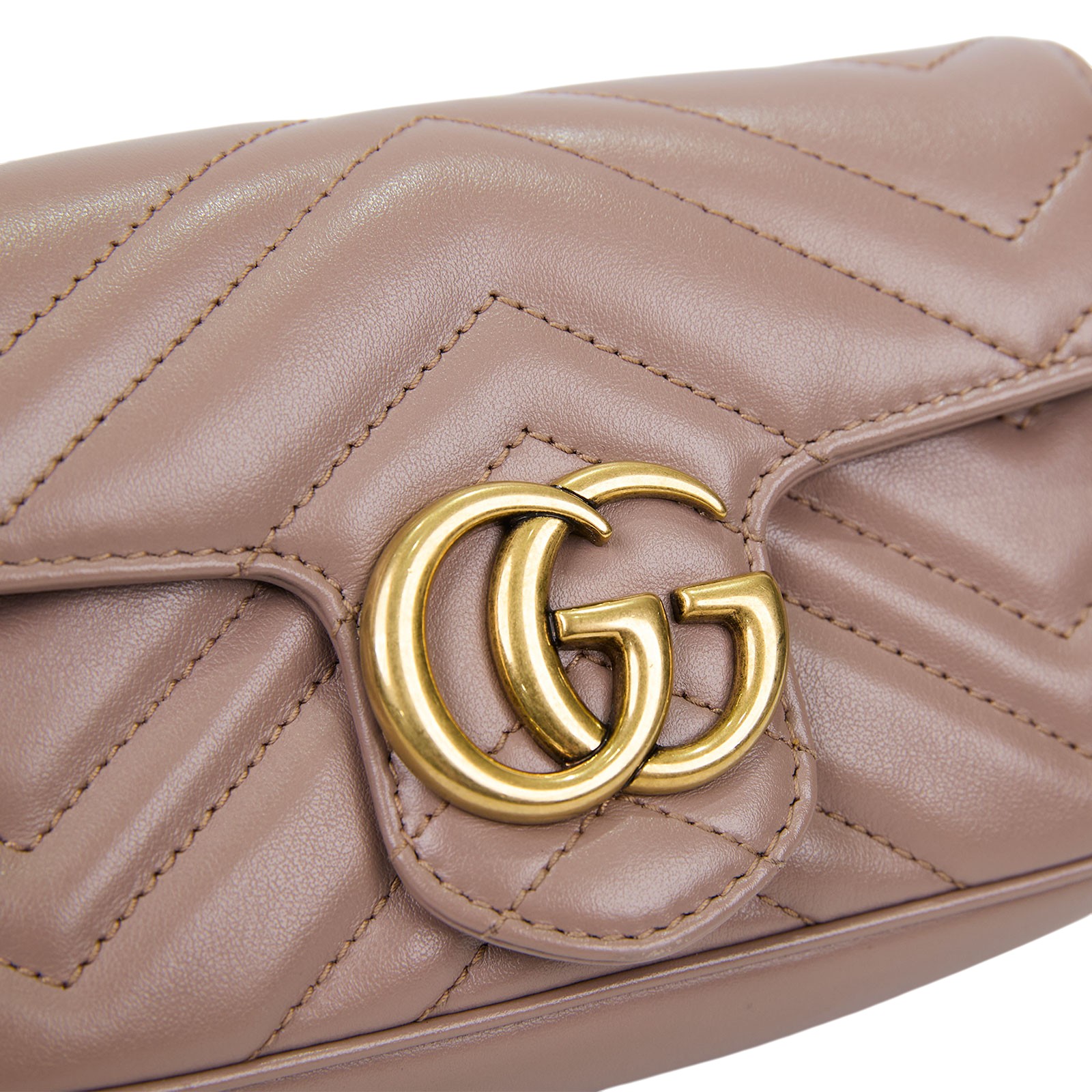 古馳 GUCCI GG Mormont 絎縫 超迷你袋 476433 DTDCT 棕色MARMONT MINI鍊包 防塵袋/原廠盒子