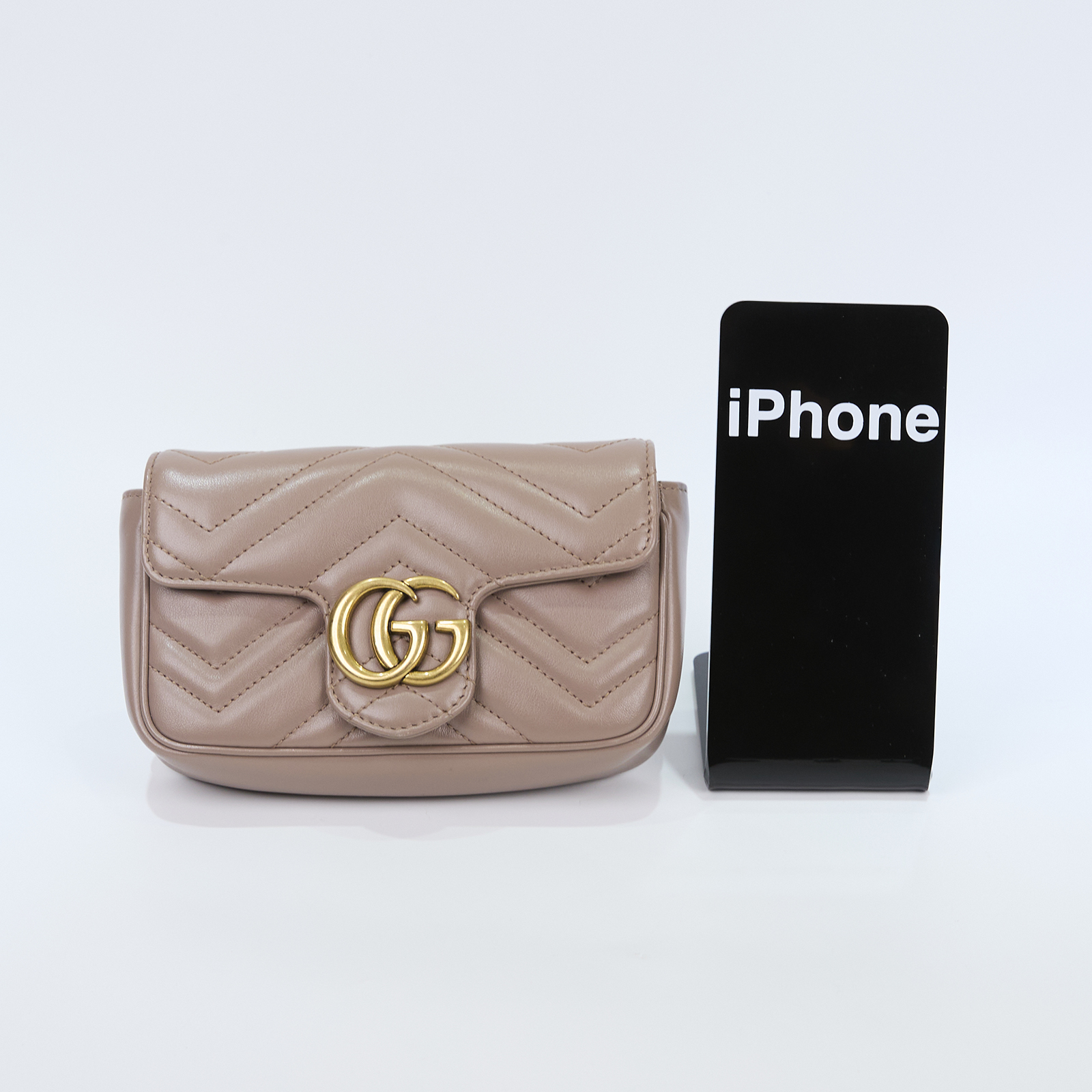 古馳 GUCCI GG Mormont 絎縫 超迷你袋 476433 DTDCT 棕色MARMONT MINI鍊包 防塵袋/原廠盒子