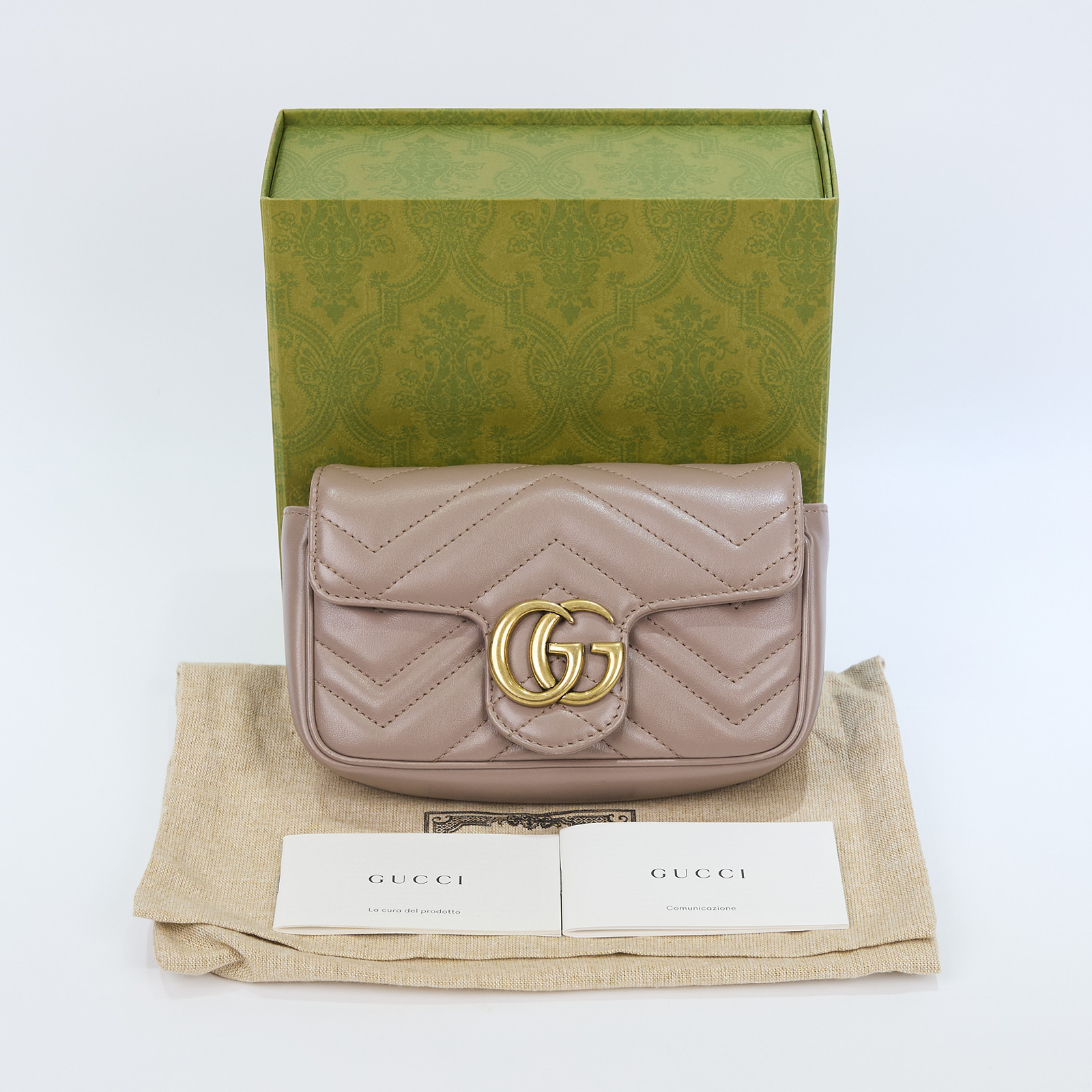 古馳 GUCCI GG Mormont 絎縫 超迷你袋 476433 DTDCT 棕色MARMONT MINI鍊包 防塵袋/原廠盒子