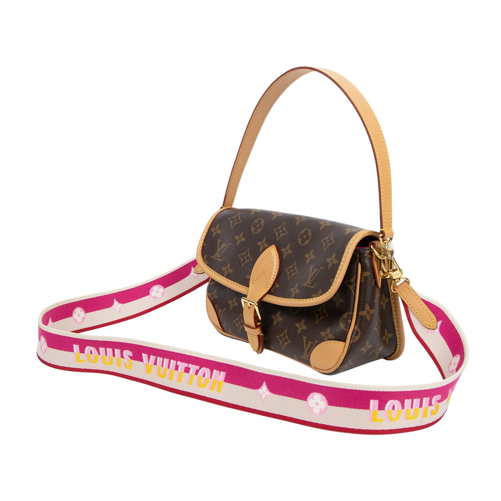 路易威登 LOUIS VUITTON Diane 腋下包法棍 單肩背包 經典帆布 M46049 晶片款 原花DIANE 原廠盒子/防塵袋/背帶