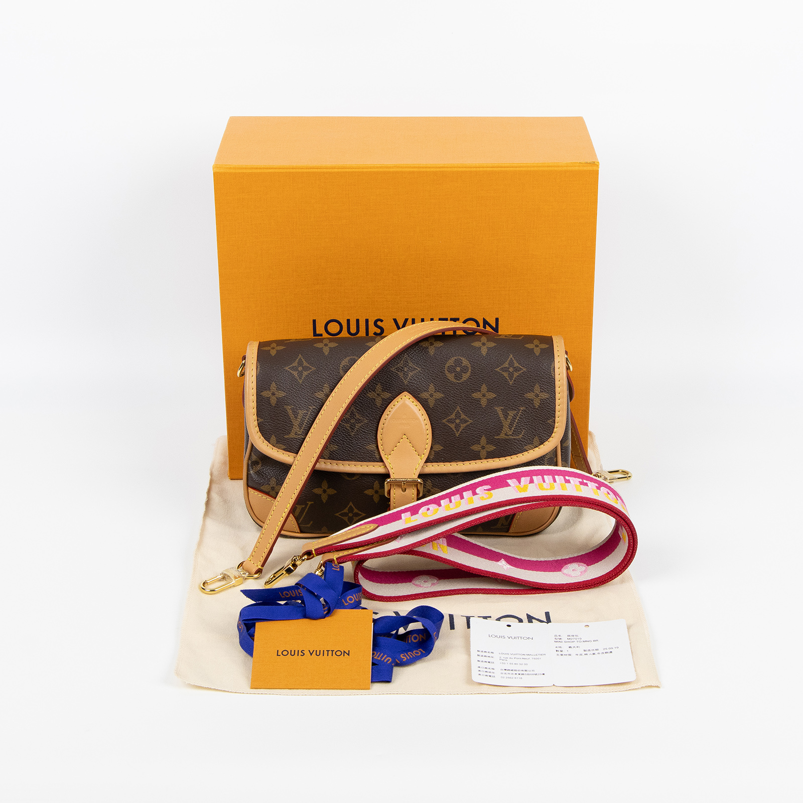 路易威登 LOUIS VUITTON Diane 腋下包法棍 單肩背包 經典帆布 M46049 晶片款 原花DIANE 原廠盒子/防塵袋/背帶