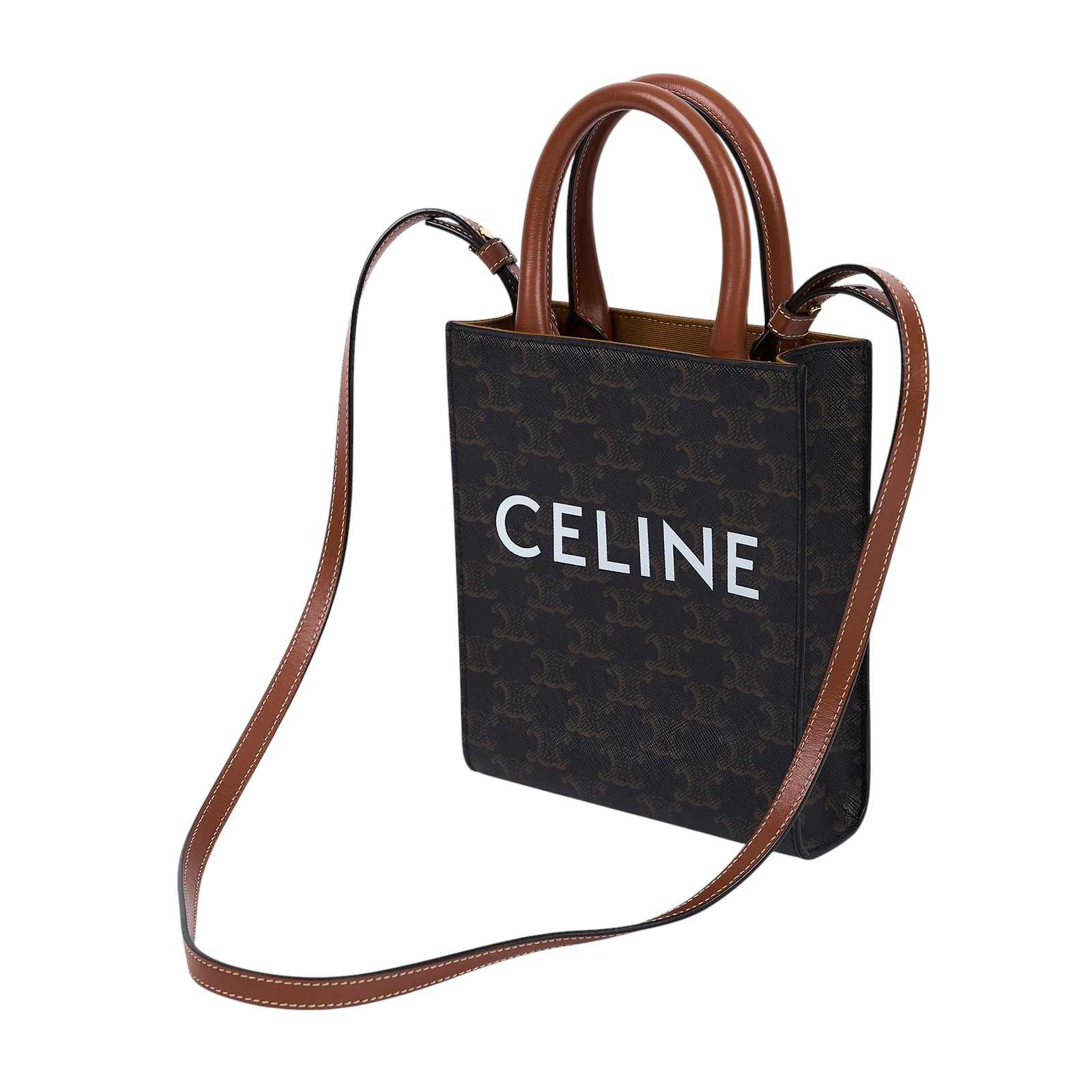 思琳 CELINE Triomphe帆布 迷你 直式 Cabas 肩背 手提包 194372BZK 凱旋琴譜包 防塵袋