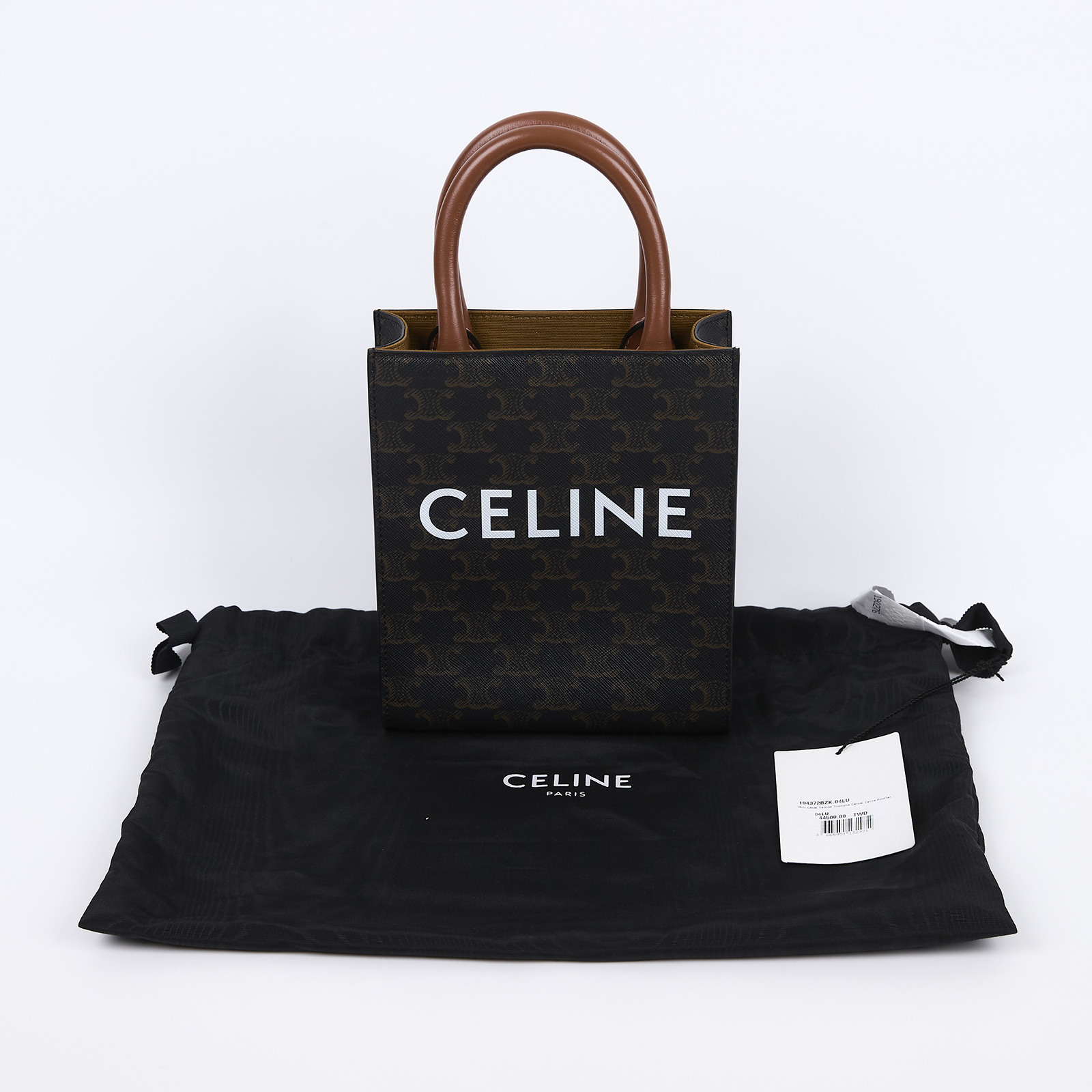 思琳 CELINE Triomphe帆布 迷你 直式 Cabas 肩背 手提包 194372BZK 凱旋琴譜包 防塵袋