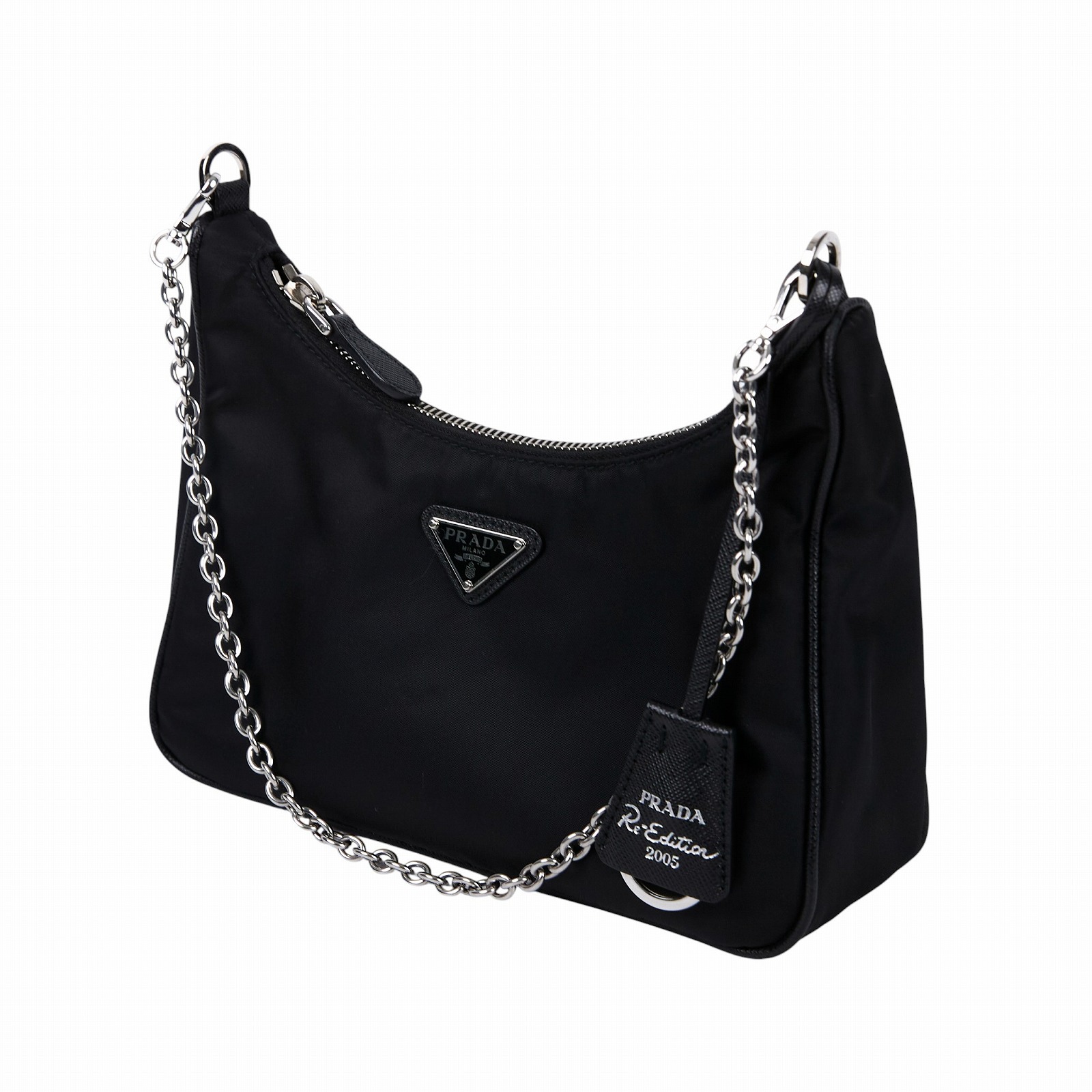 普拉達 PRADA Re-Edition 2005 Re-Nylon 手袋 1BH204_R064 黑銀三合一尼龍肩背包 無附屬品