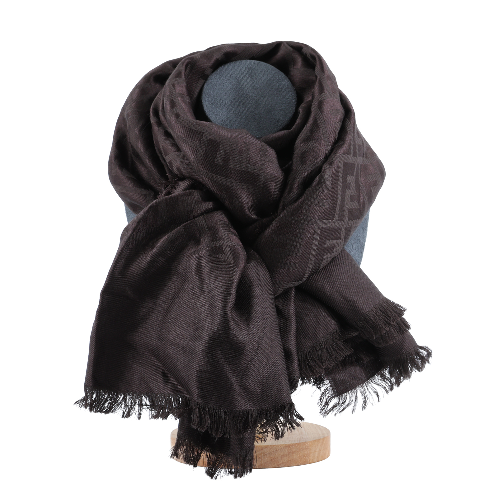 芬迪 FENDI FF 真絲 披肩 圍巾 FXT069AJW7F1U6N 棕FF圍巾 無附屬品