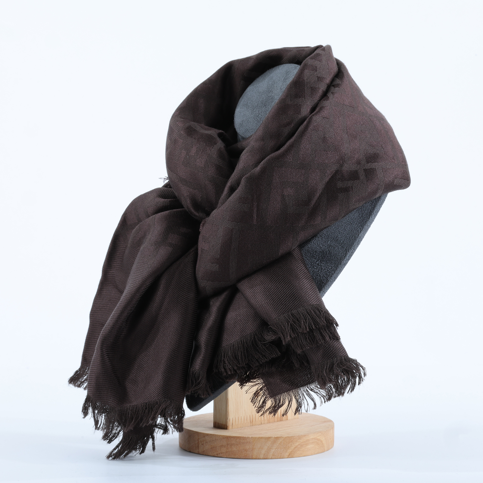 芬迪 FENDI FF 真絲 披肩 圍巾 FXT069AJW7F1U6N 棕FF圍巾 無附屬品