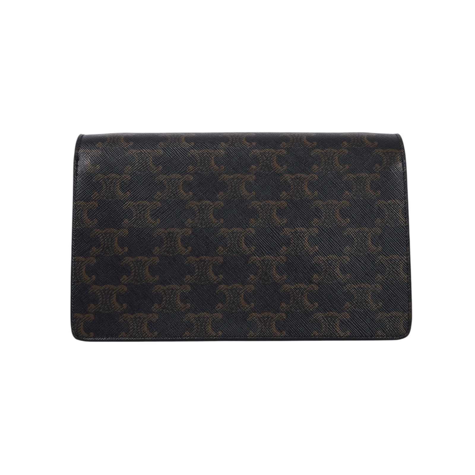 思琳 CELINE Triomphe 帆布  平滑羊皮 Strap 錢包 10D852CG9 黃褐色STRAP信封包 原廠盒子/防塵袋/購買證明