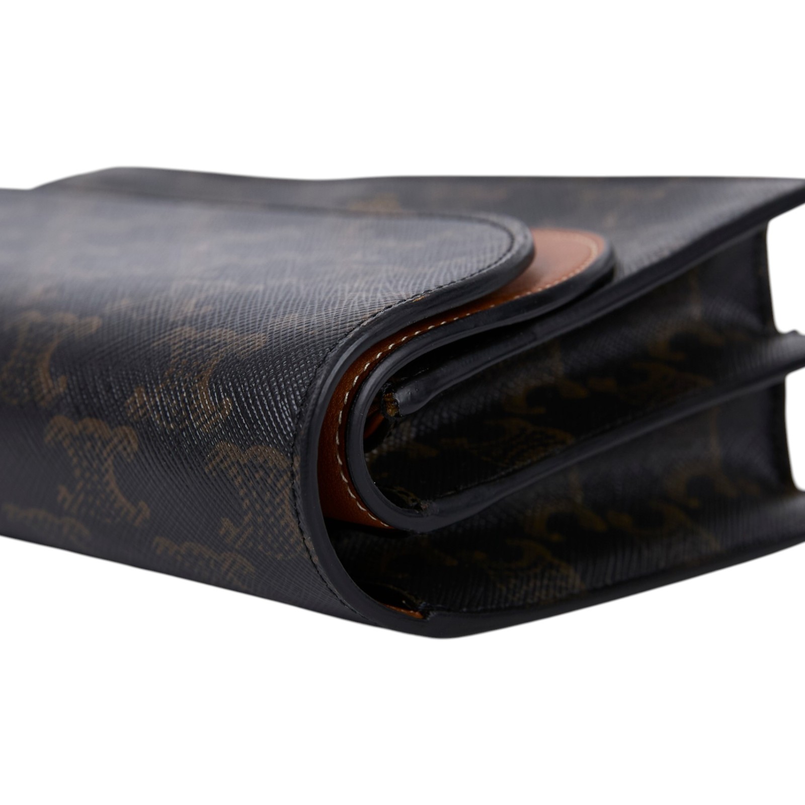 思琳 CELINE Triomphe 帆布  平滑羊皮 Strap 錢包 10D852CG9 黃褐色STRAP信封包 原廠盒子/防塵袋/購買證明