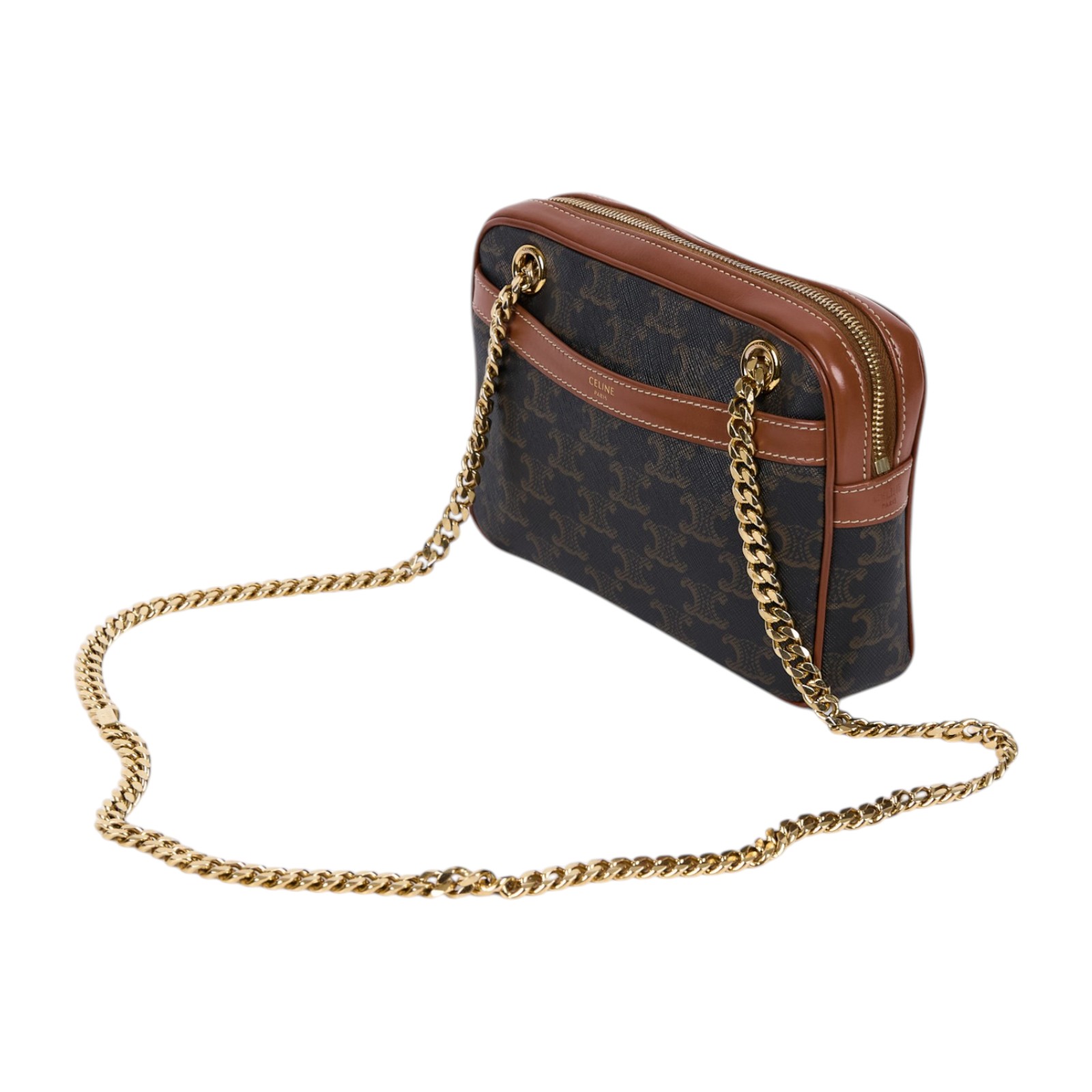 思琳 CELINE Patapans 肩背包 195452BZJ 棕凱旋相機包 無附屬品