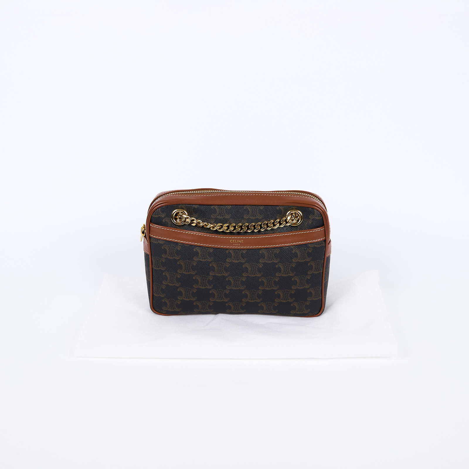 思琳 CELINE Patapans 肩背包 195452BZJ 棕凱旋相機包 無附屬品