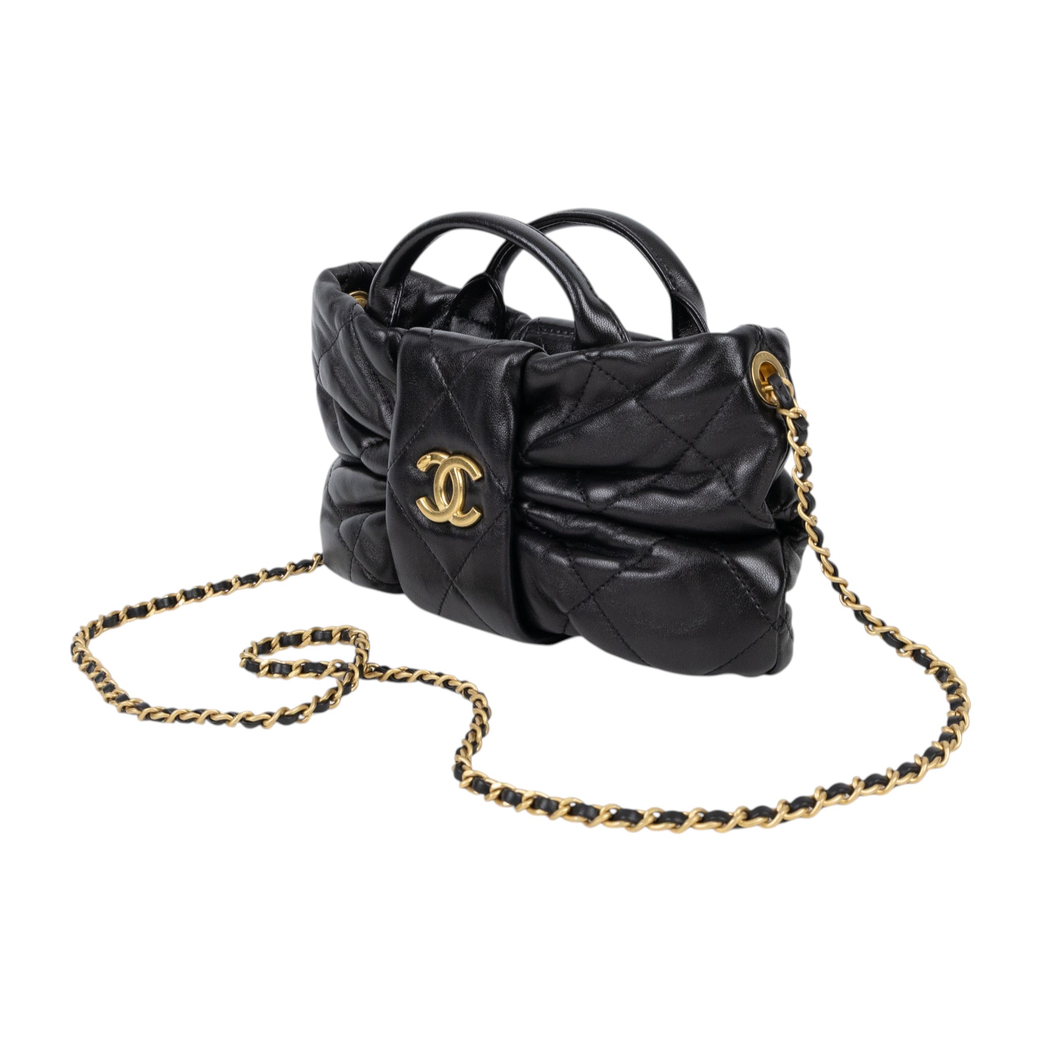 香奈兒 CHANEL 25K Coco Mark 手提包 肩背包 AS5849 晶片款 黑金蝴蝶結包 防塵袋