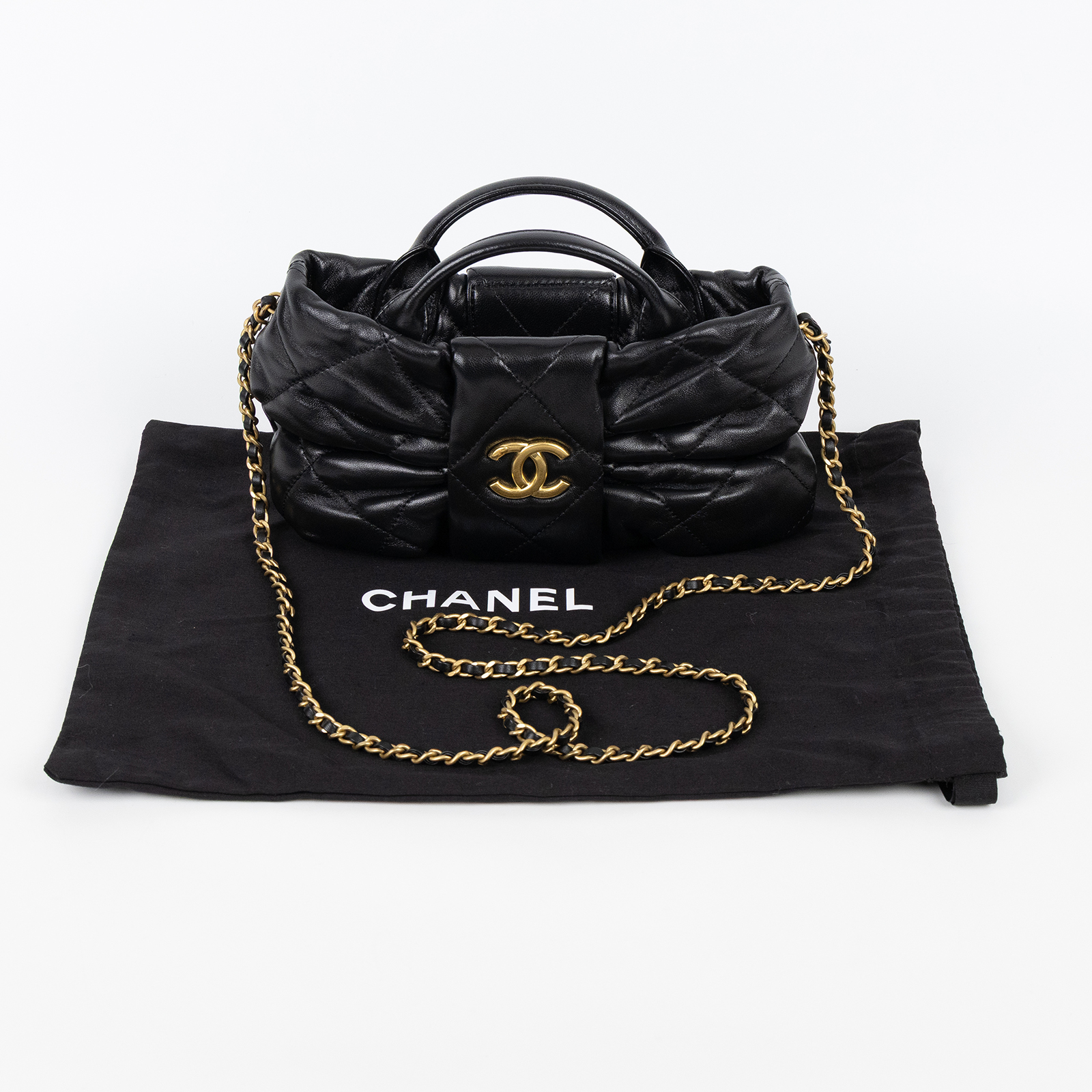 香奈兒 CHANEL 25K Coco Mark 手提包 肩背包 AS5849 晶片款 黑金蝴蝶結包 防塵袋