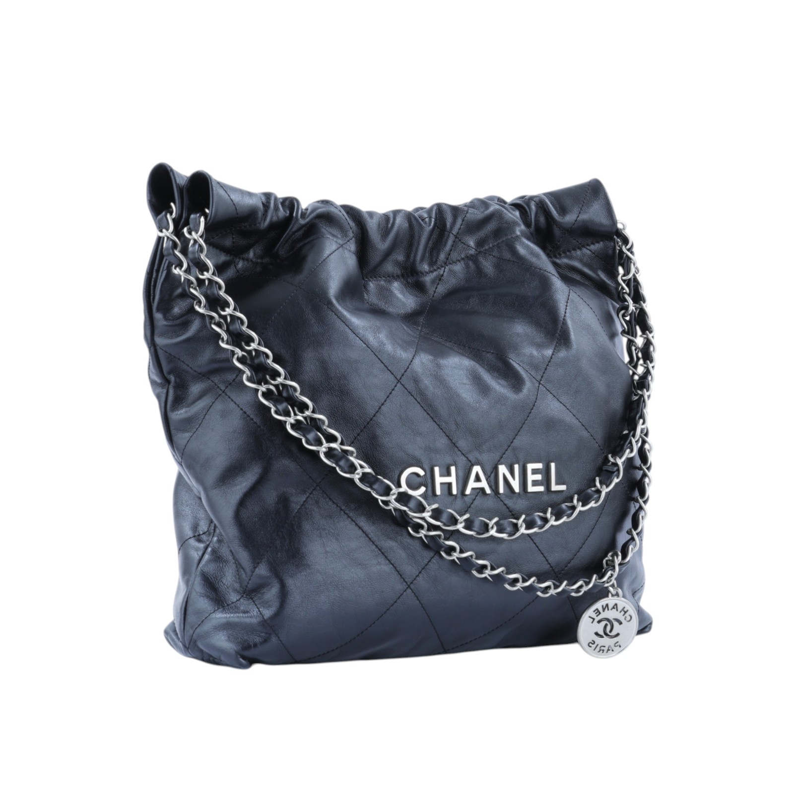 香奈兒 CHANEL 22 小型 束口包 AS3260 晶片款 黑銀22包 小號 原廠盒子/防塵袋