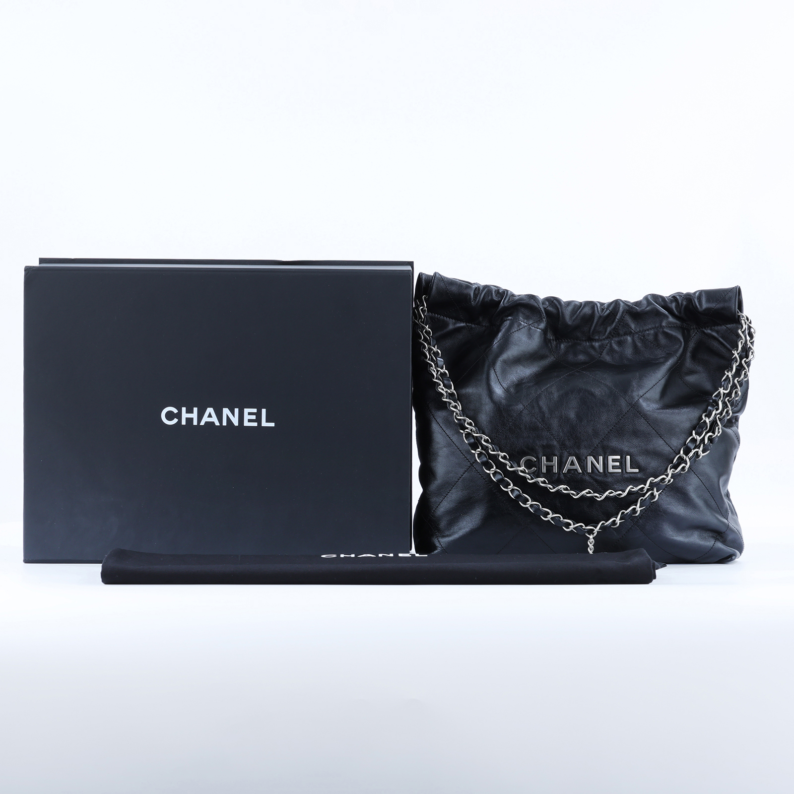 香奈兒 CHANEL 22 小型 束口包 AS3260 晶片款 黑銀22包 小號 原廠盒子/防塵袋