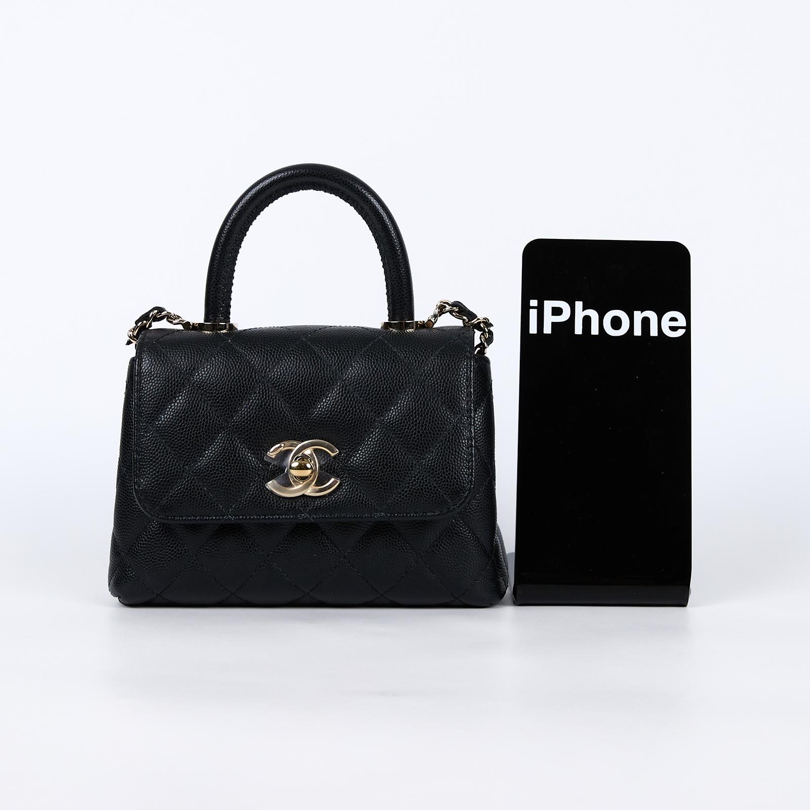 香奈兒 CHANEL COCO Handle 手提包 斜背包 口蓋包 AP4244 B05061 晶片款 黑金荔枝COCO HANDLE MICRO 原廠盒子/防塵袋/購買證明