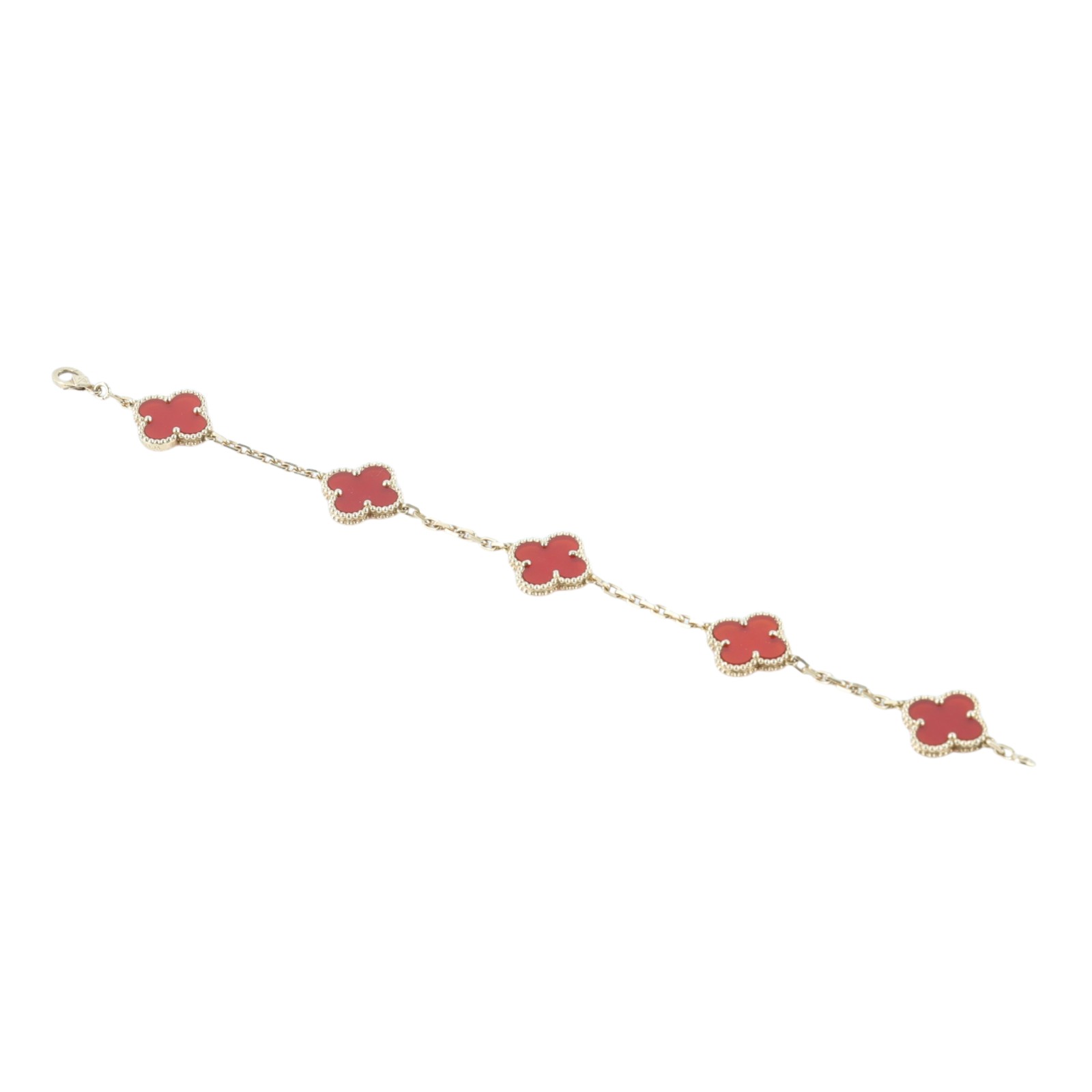 梵克雅寶 Van Cleef & Arpels Vintage Alhambra 手鍊 5枚四葉幸運圖騰 VCARD35500_改短1cm  防塵袋