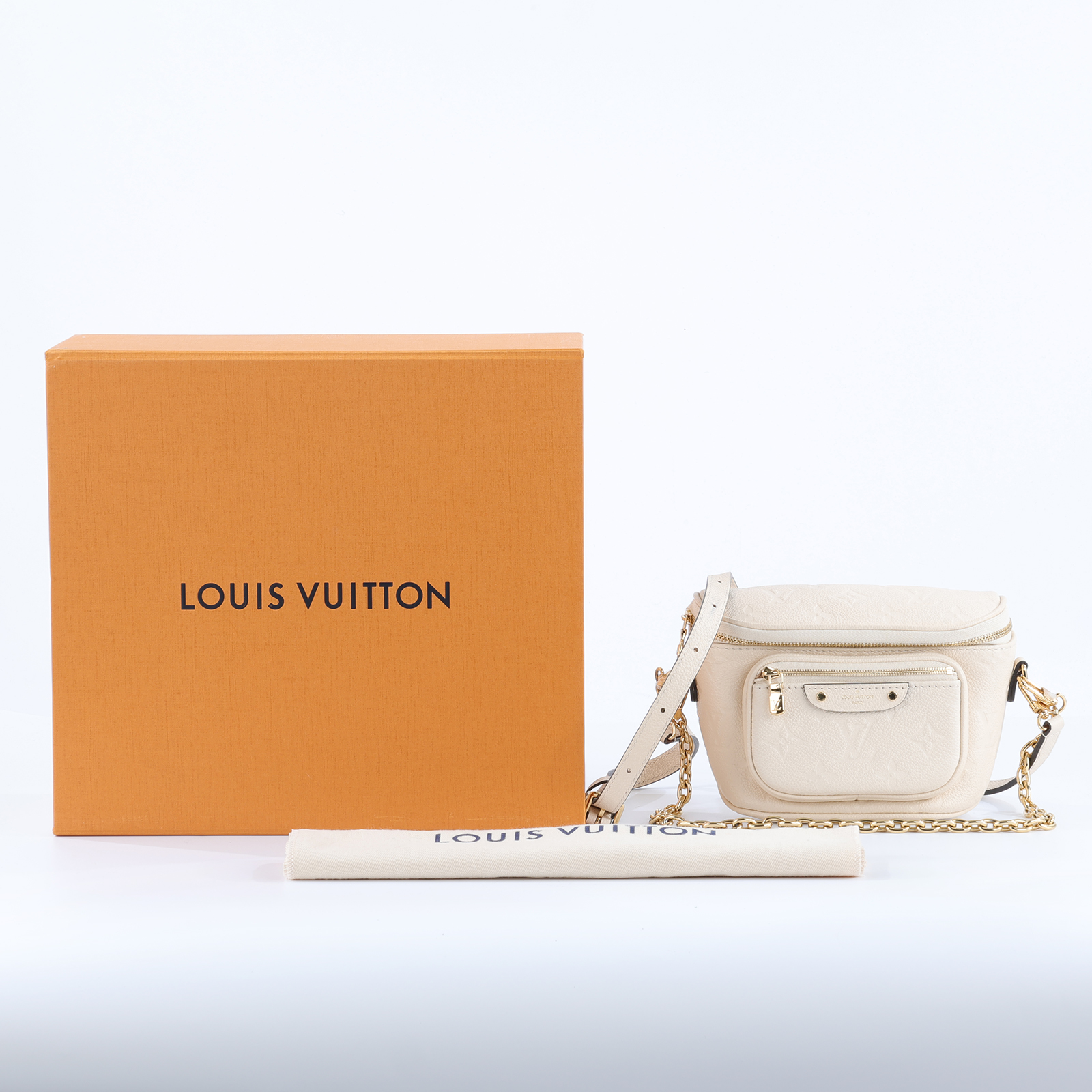 路易威登 LOUIS VUITTON Mini Bumbag 奶油白色 M83275 晶片款 白Mini Bumbag 原廠盒子/防塵袋