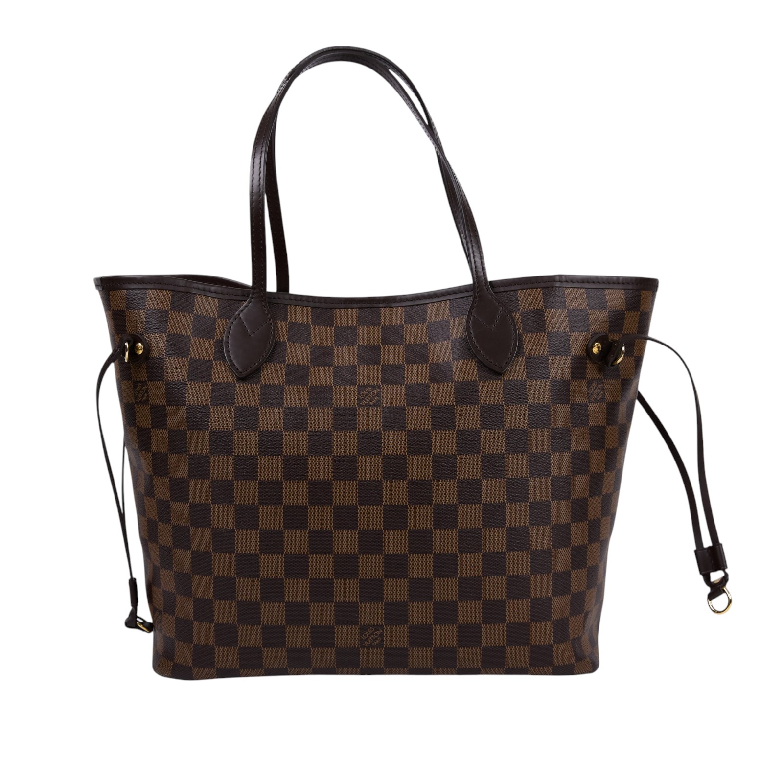 路易威登 LOUIS VUITTON Neverfull MM  棕棋盤格 肩背 購物袋 櫻桃紅內襯 N40599  防塵袋/內袋