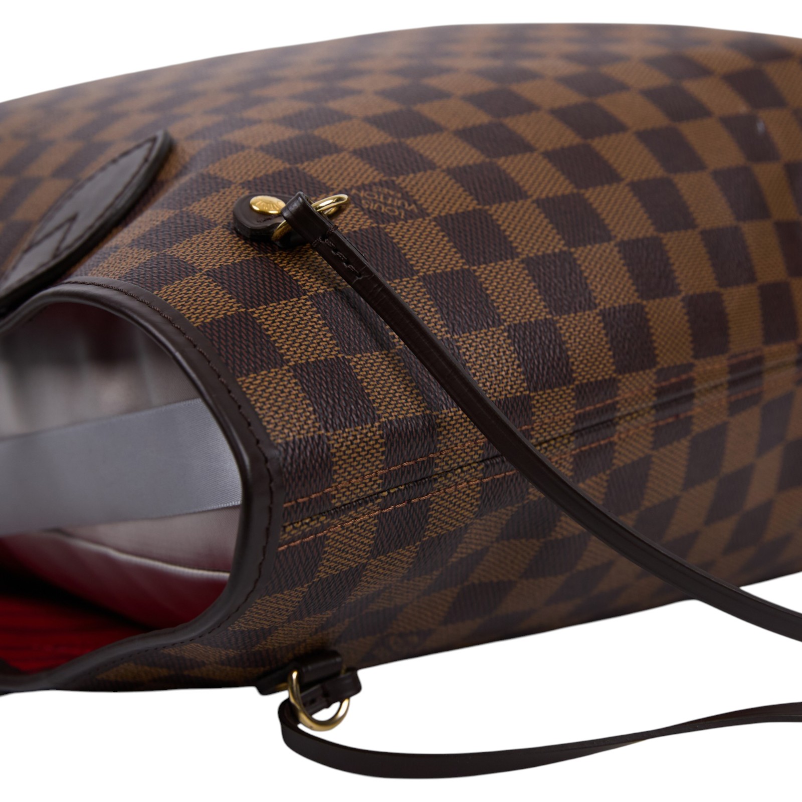 路易威登 LOUIS VUITTON Neverfull MM  棕棋盤格 肩背 購物袋 櫻桃紅內襯 N40599  防塵袋/內袋