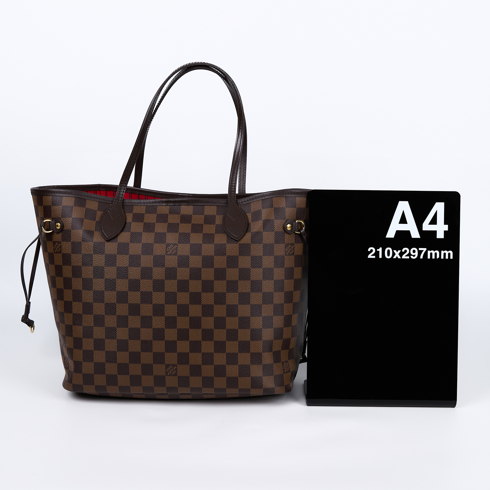 路易威登 LOUIS VUITTON Neverfull MM  棕棋盤格 肩背 購物袋 櫻桃紅內襯 N40599  防塵袋/內袋