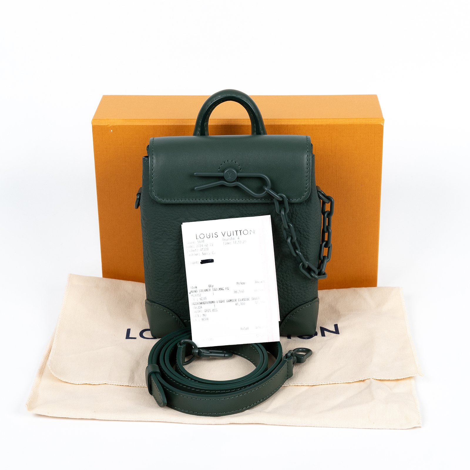 路易威登 LOUIS VUITTON Nano Steamer 肩背包 錢包 郵差包 盒子包 斜背包 M83052 晶片款  原廠盒子/防塵袋/購買證明