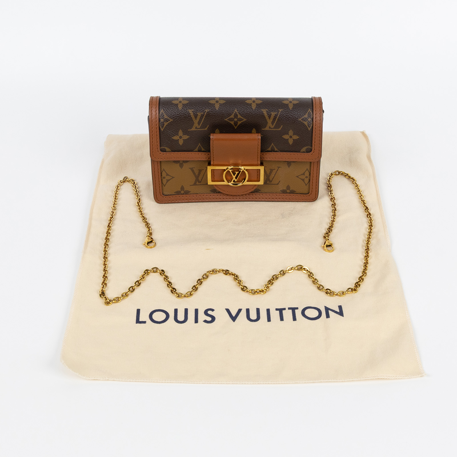 路易威登 LOUIS VUITTON Dauphine 鏈帶錢包 M68746 原花DAUPHINE WOC 防塵袋/背帶