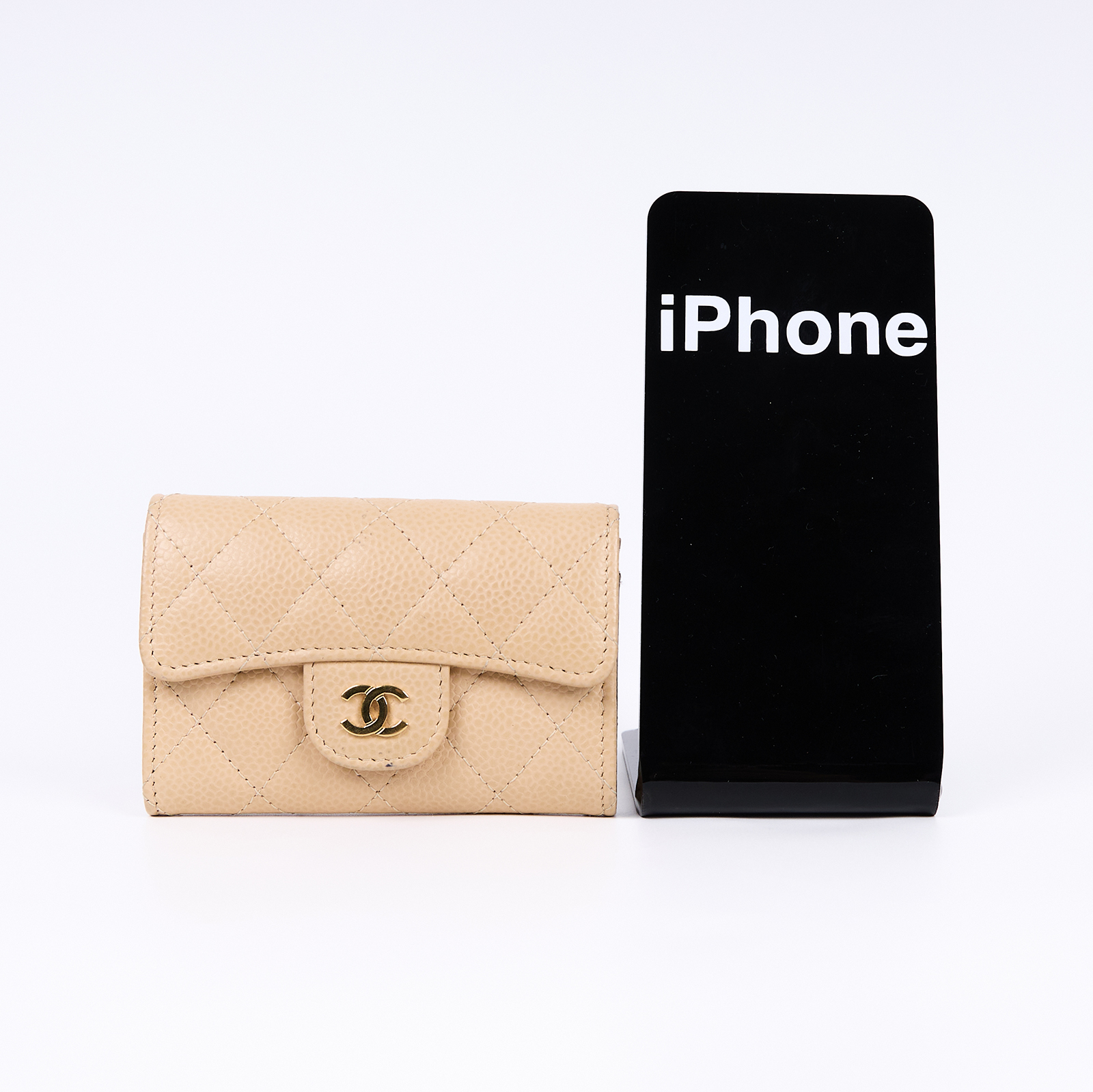 香奈兒 CHANEL CC LOGO 口蓋 卡片夾 錢包 AP0214 31開 裸色荔枝卡包 原廠盒子/保證卡/防塵袋