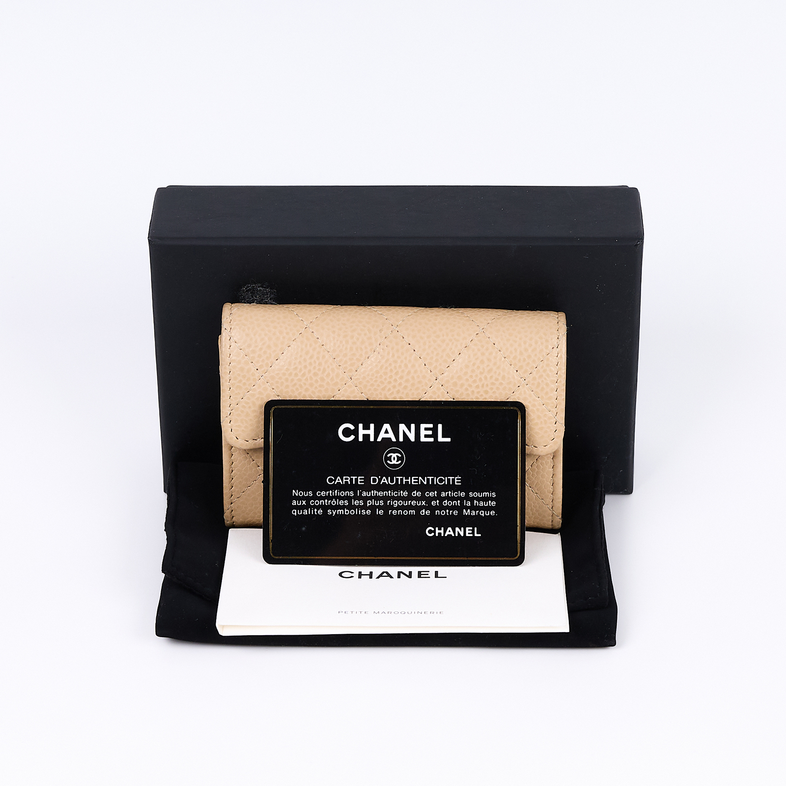 香奈兒 CHANEL CC LOGO 口蓋 卡片夾 錢包 AP0214 31開 裸色荔枝卡包 原廠盒子/保證卡/防塵袋